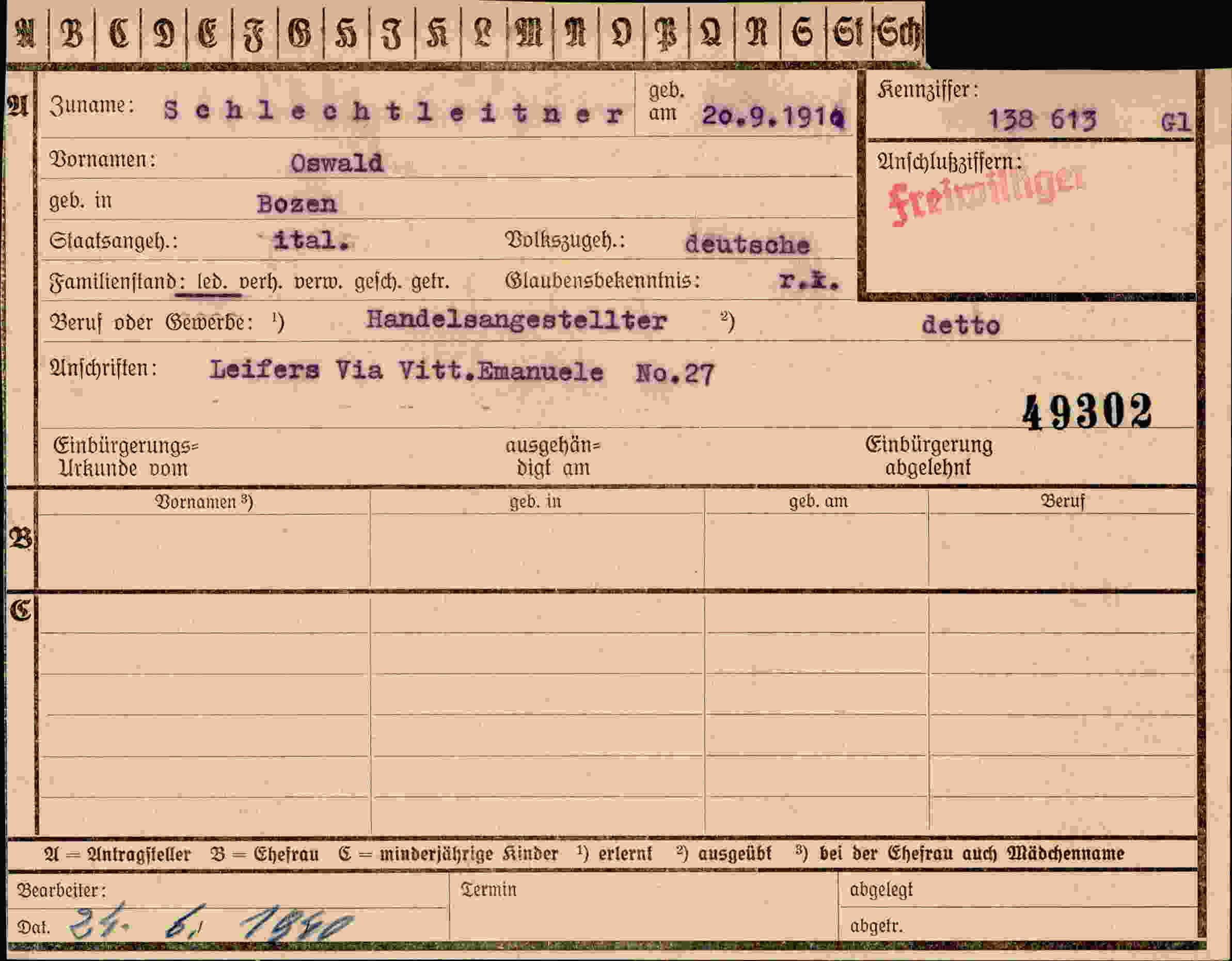 Vorderseite des Dokuments