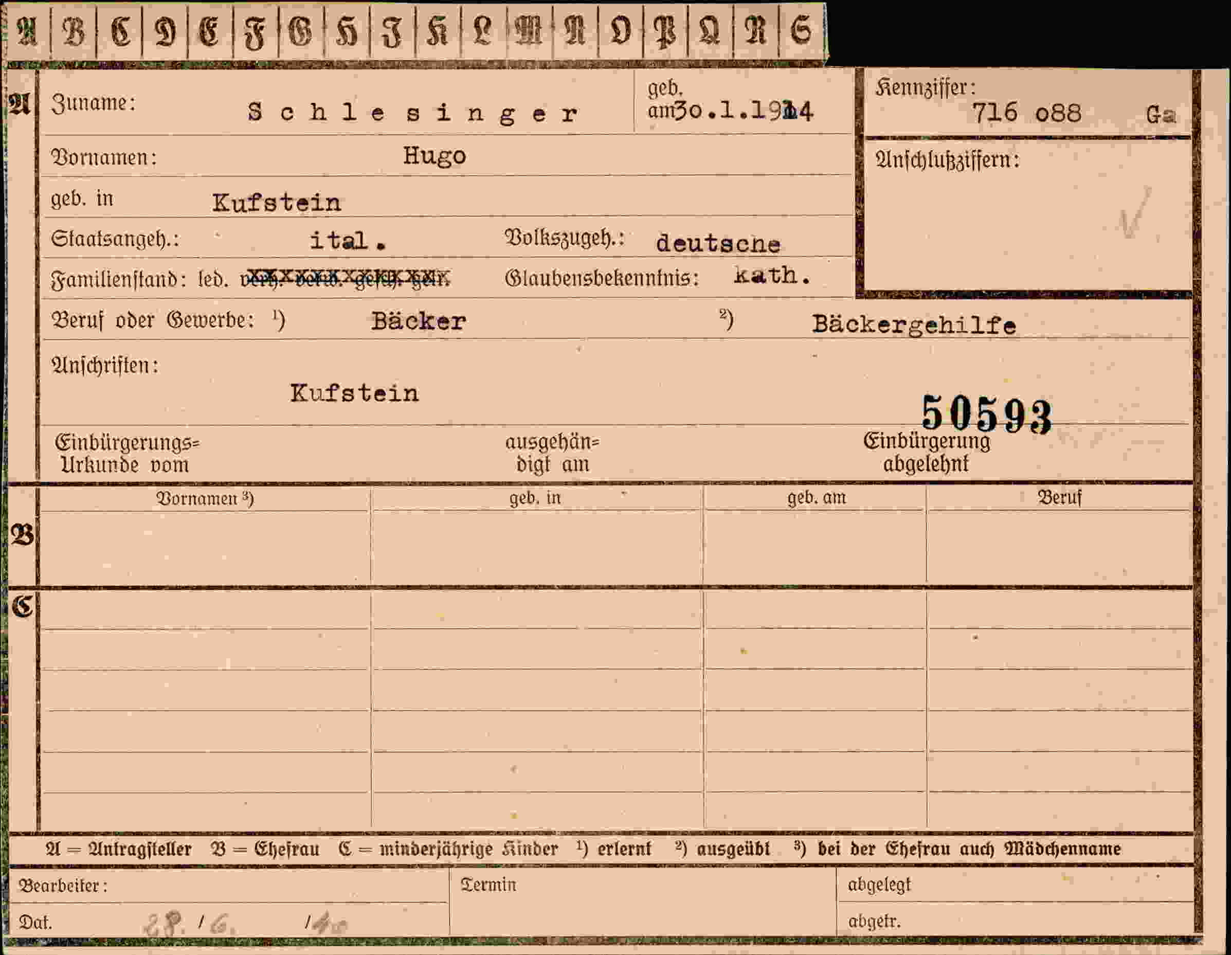 Vorderseite des Dokuments