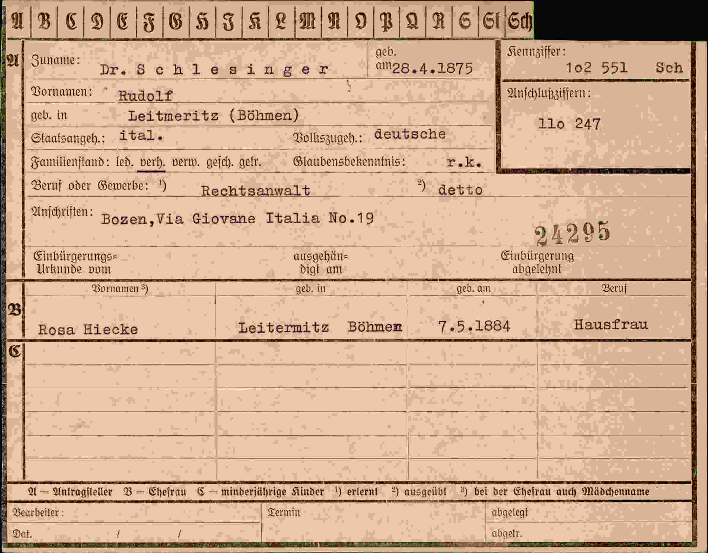 Vorderseite des Dokuments