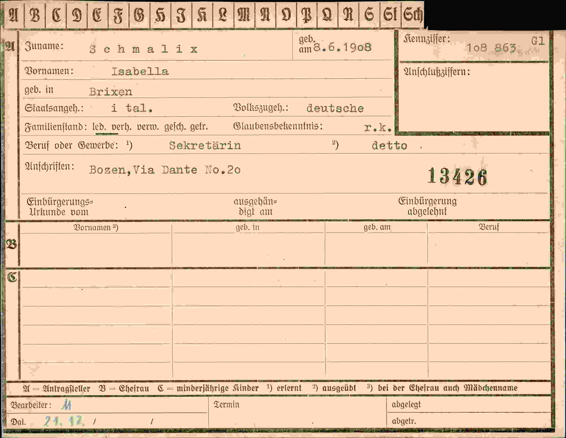 Vorderseite des Dokuments