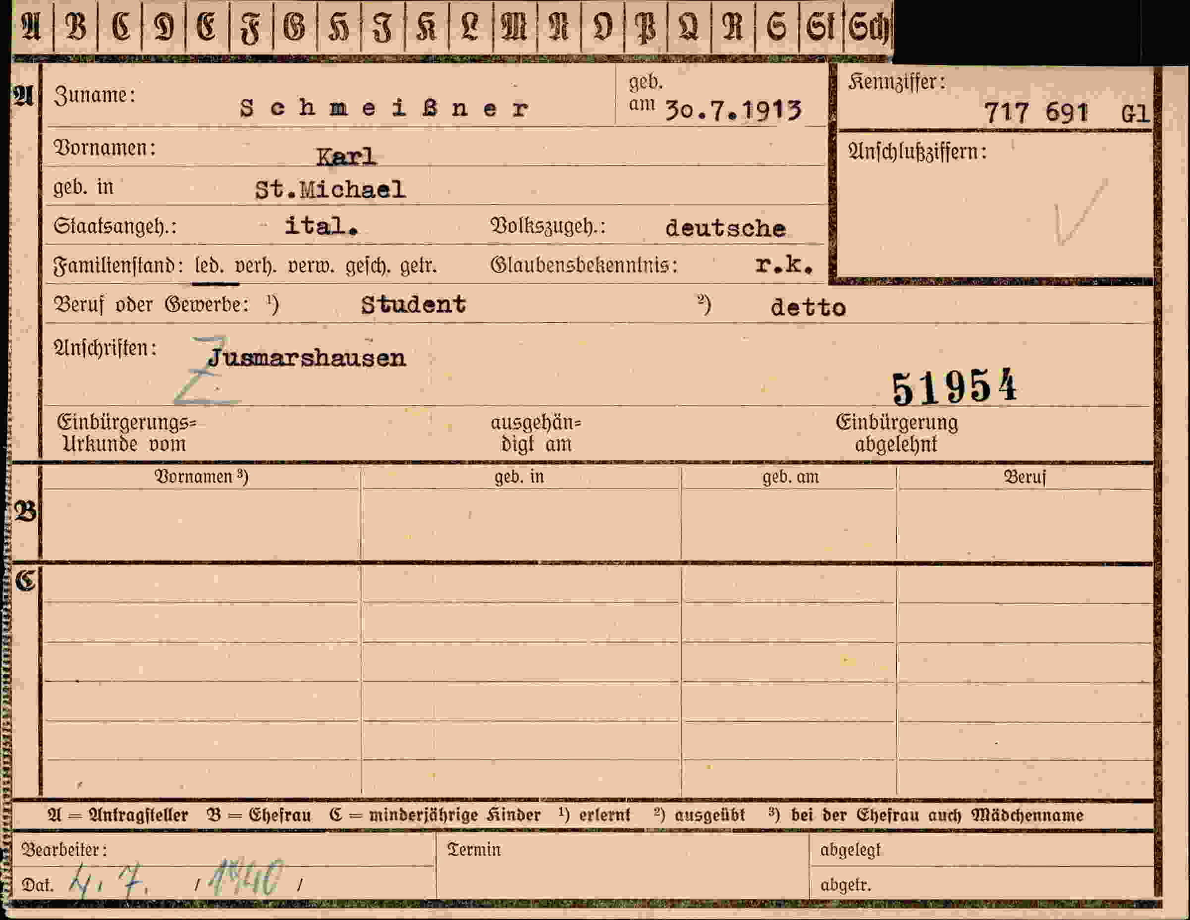 Vorderseite des Dokuments