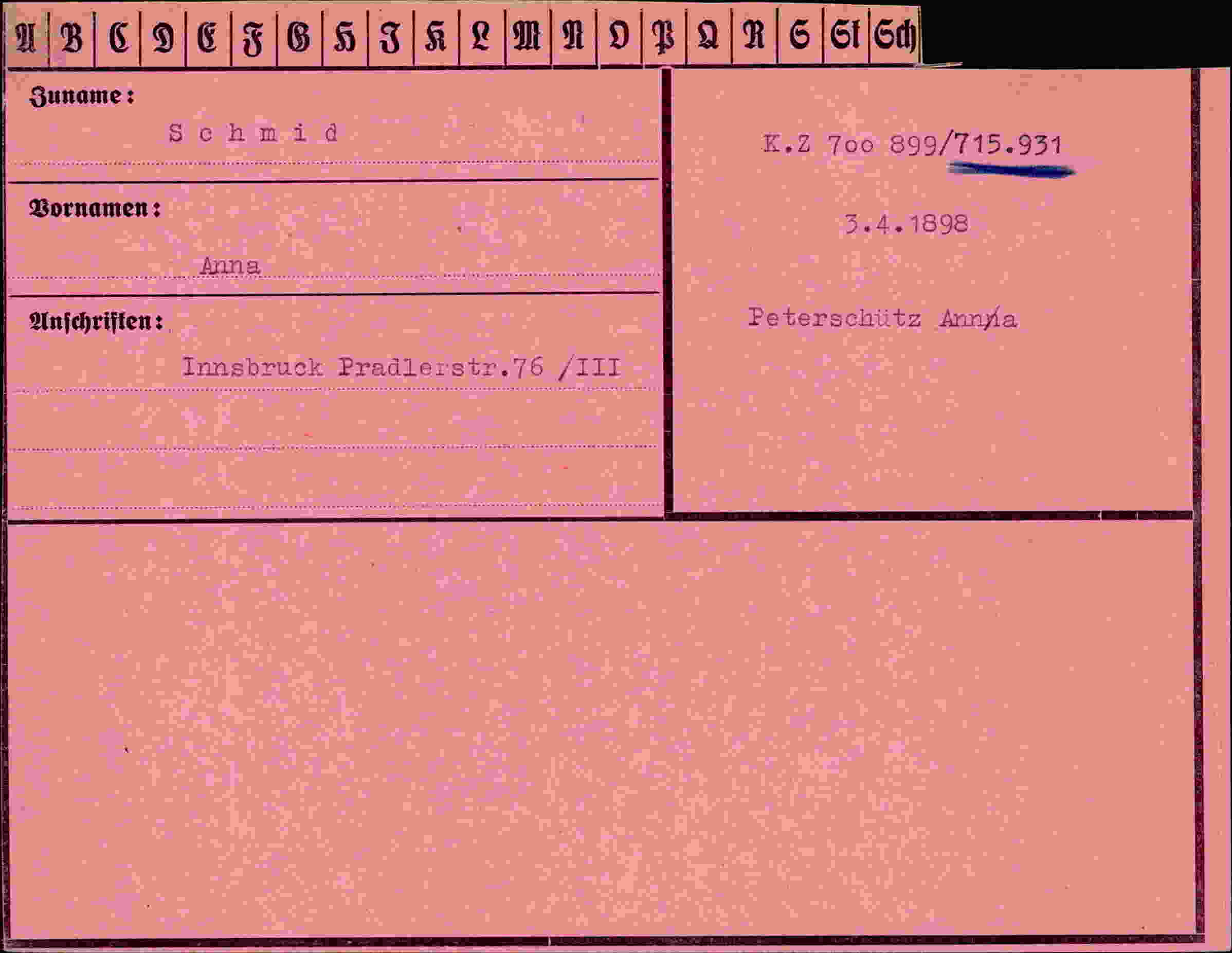 Vorderseite des Dokuments