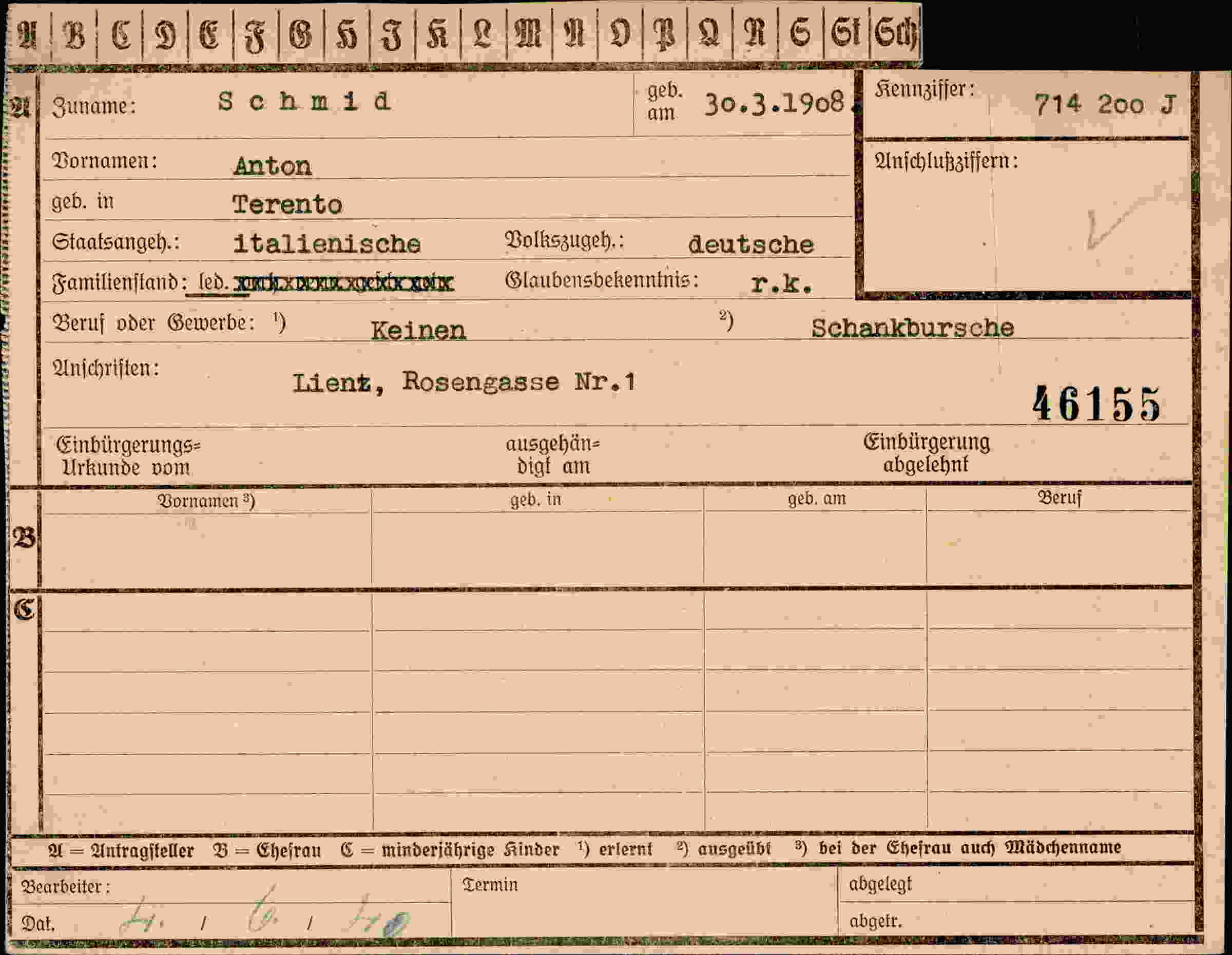 Dokument für Anton Schmid
