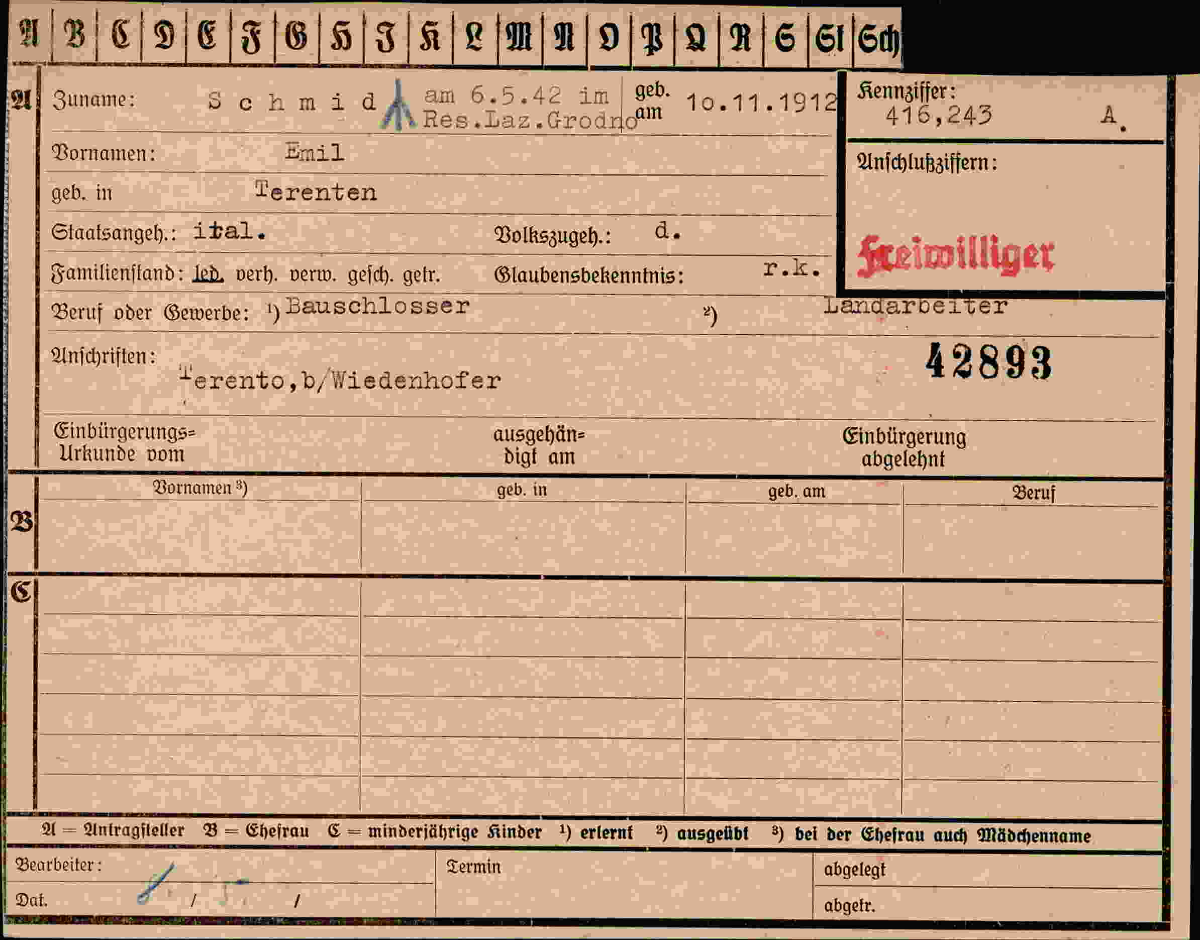 Dokument für Emil Schmid