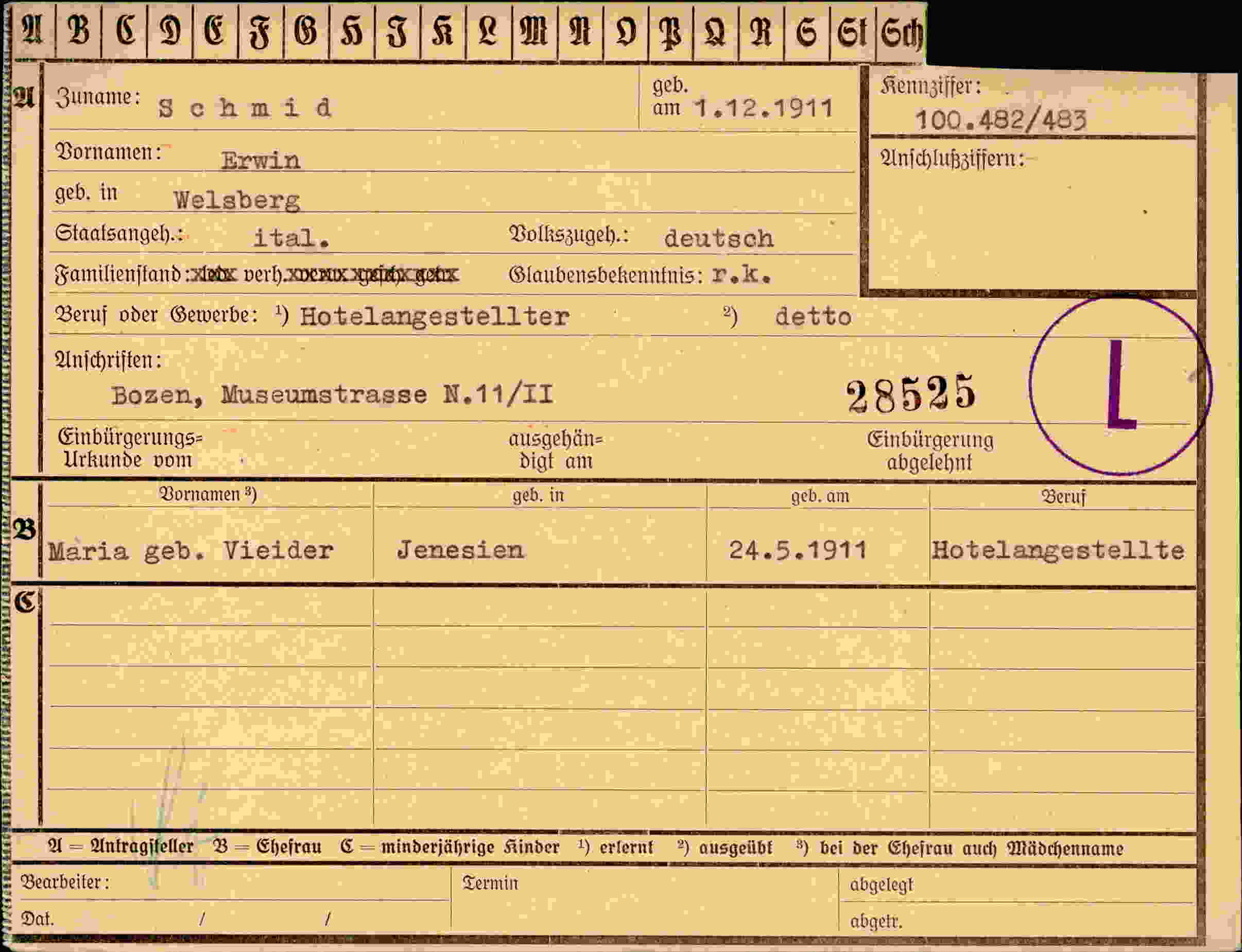 Dokument für Erwin Schmid
