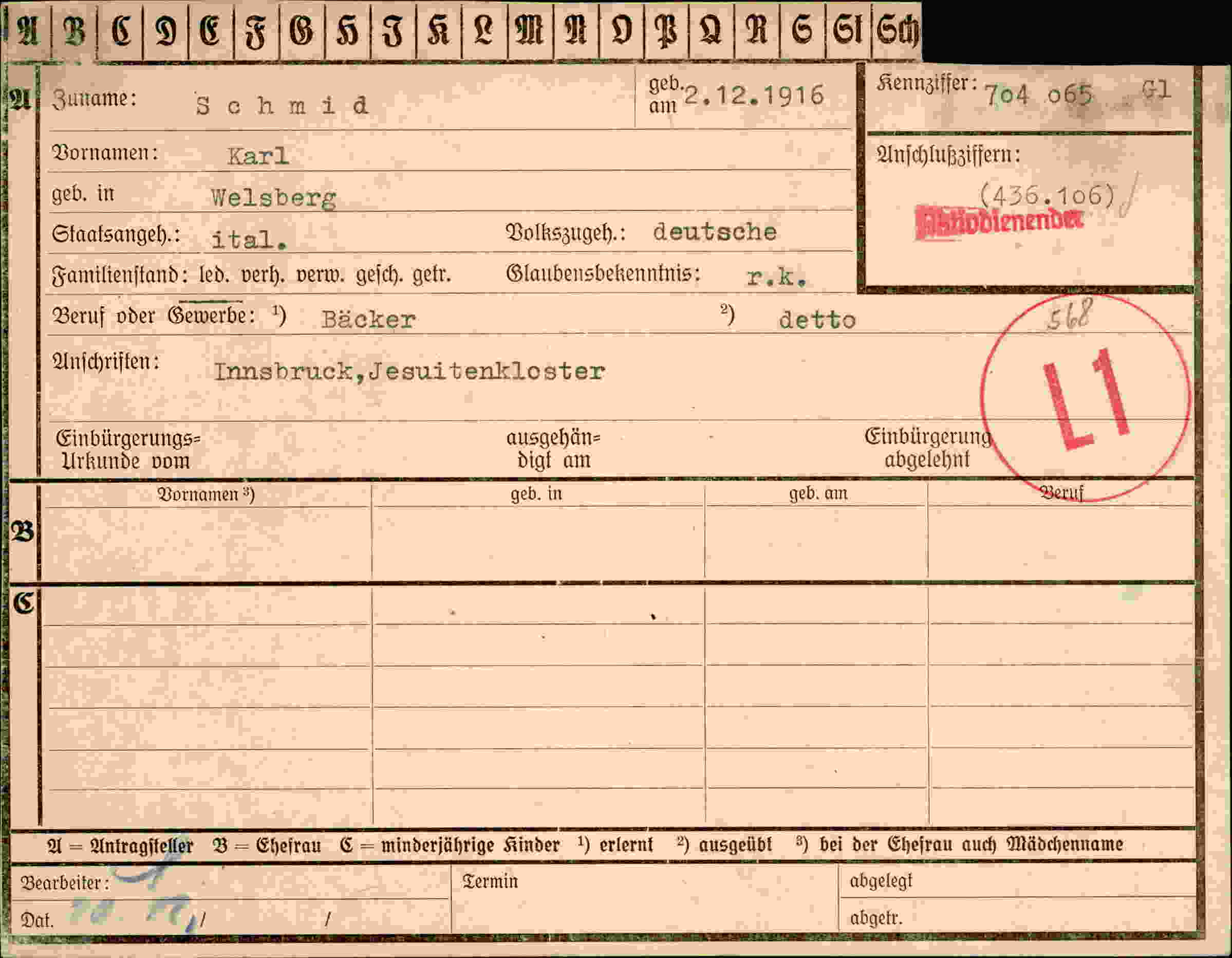 Dokument für Karl Schmid