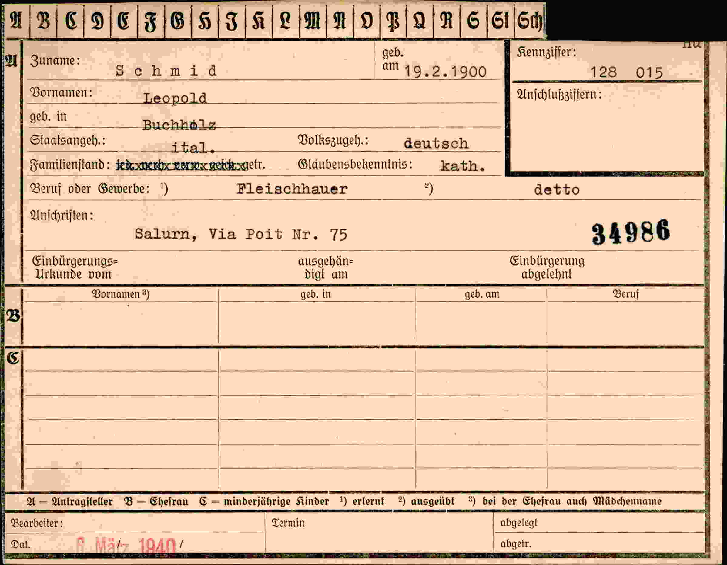 Dokument für Leopold Schmid