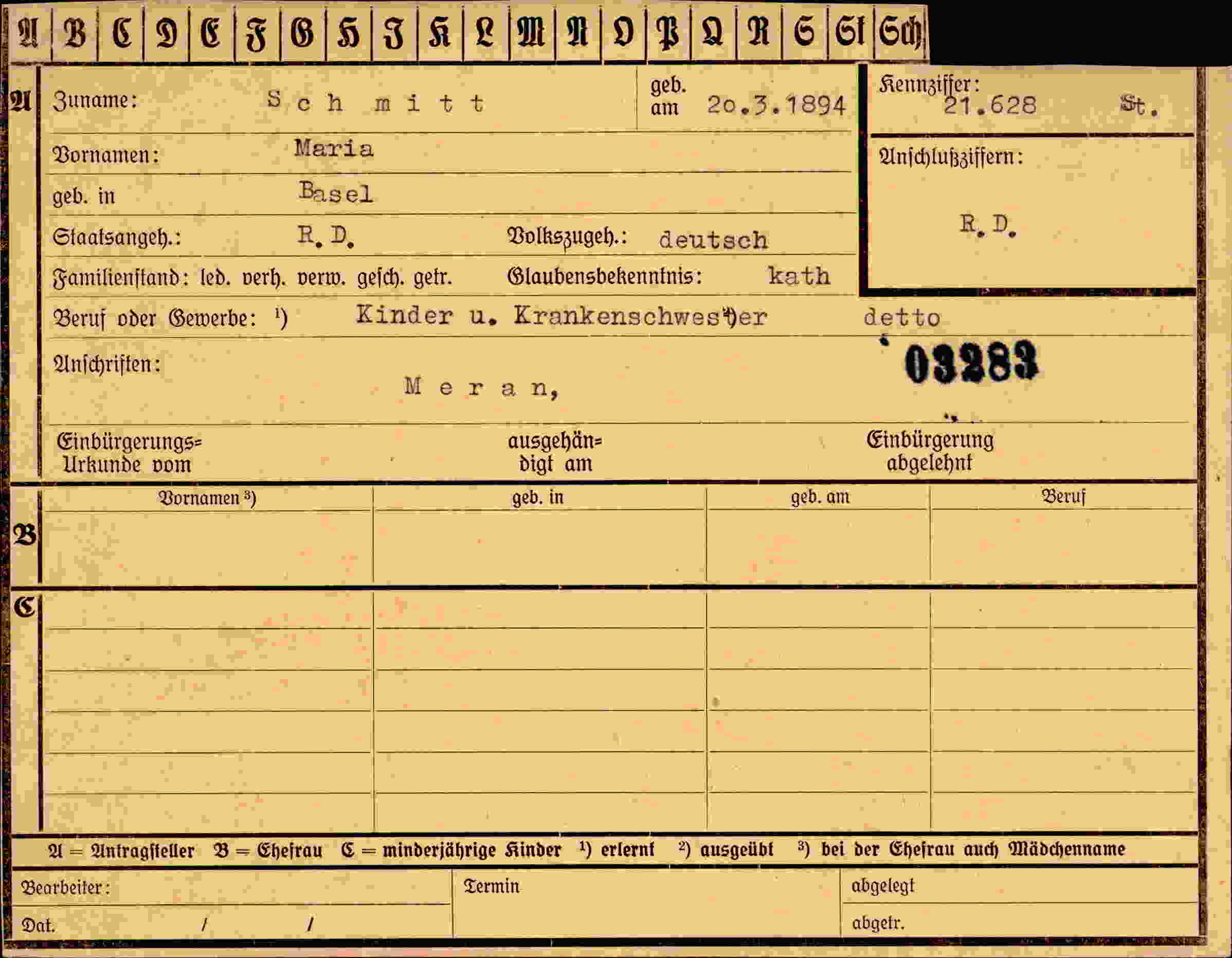 Dokument für Maria Sch mitt