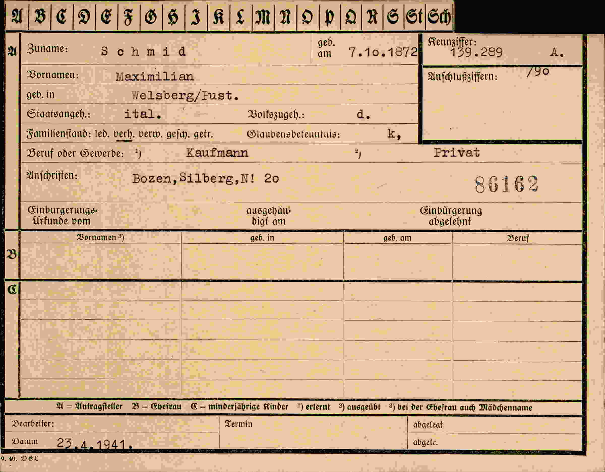 Dokument für Maximilian Schmid