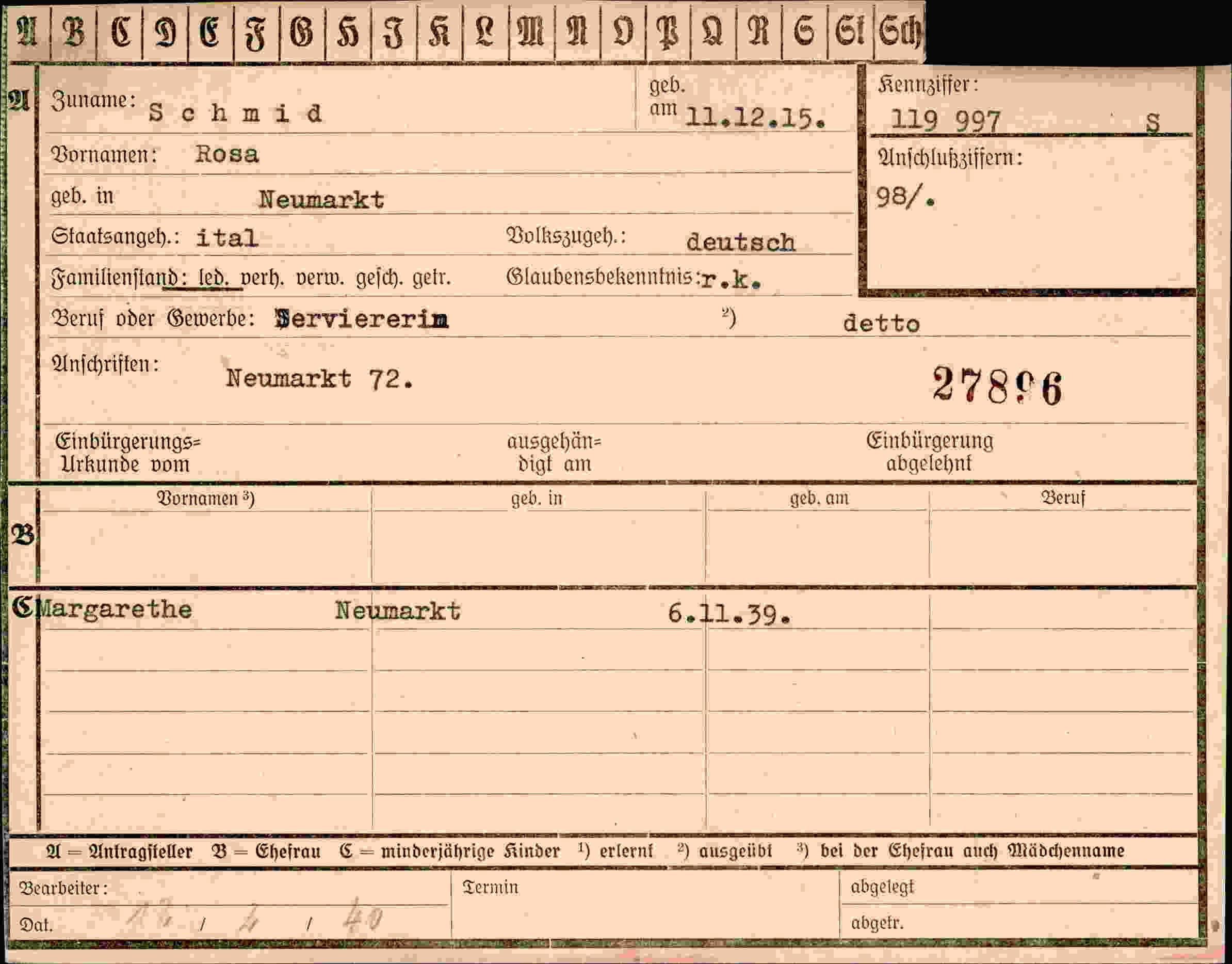 Vorderseite des Dokuments