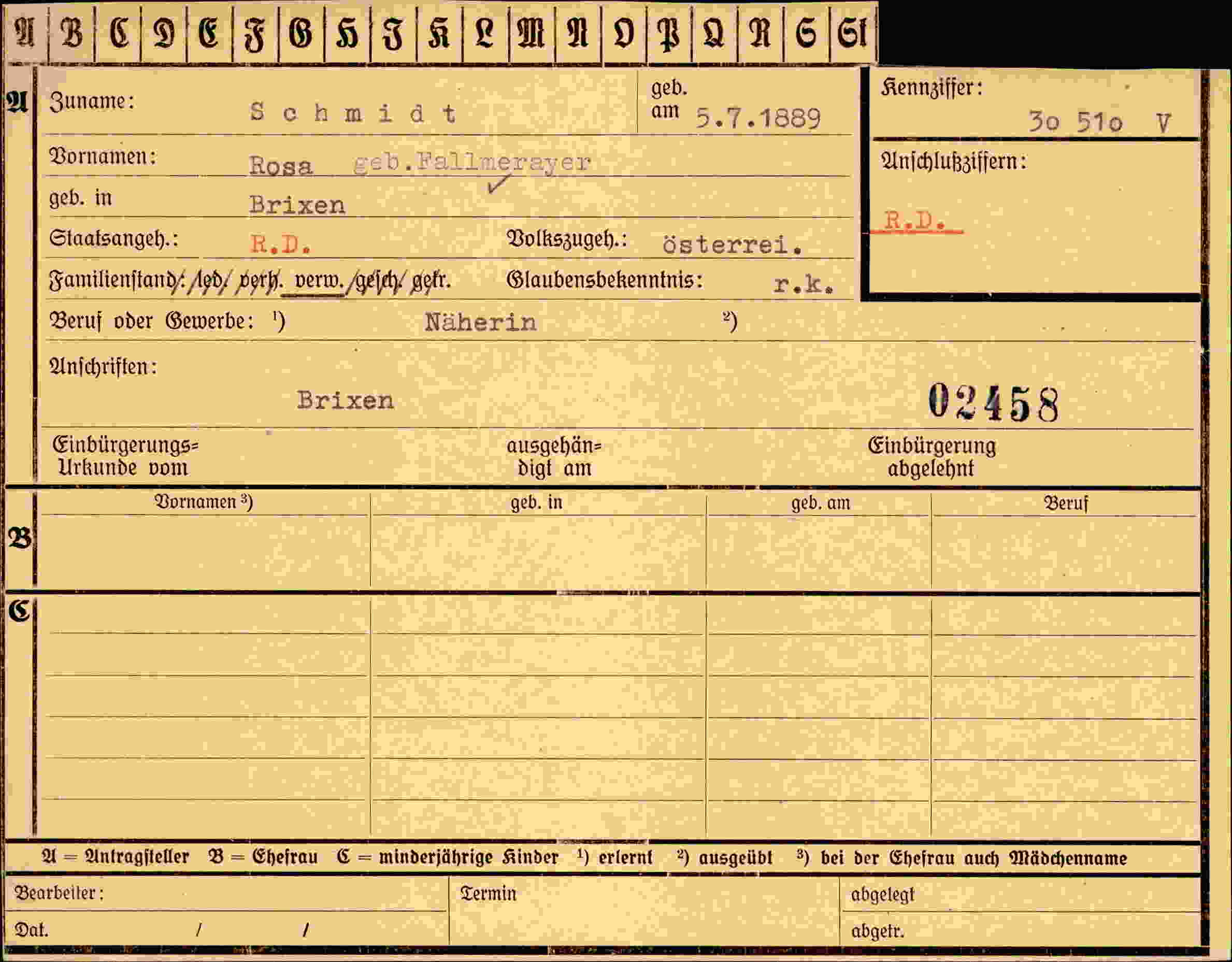 Dokument für Rosa Schmidt