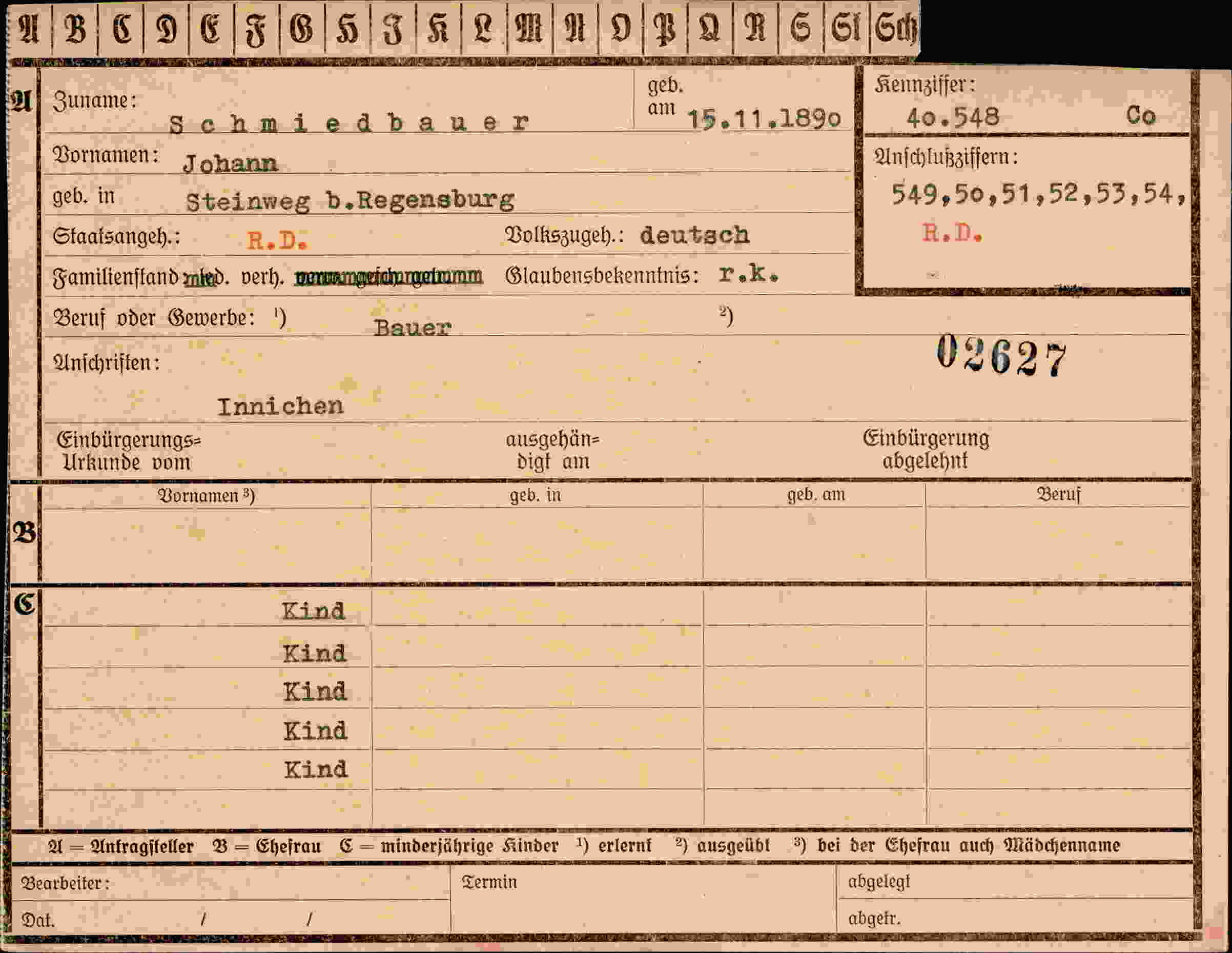 Vorderseite des Dokuments