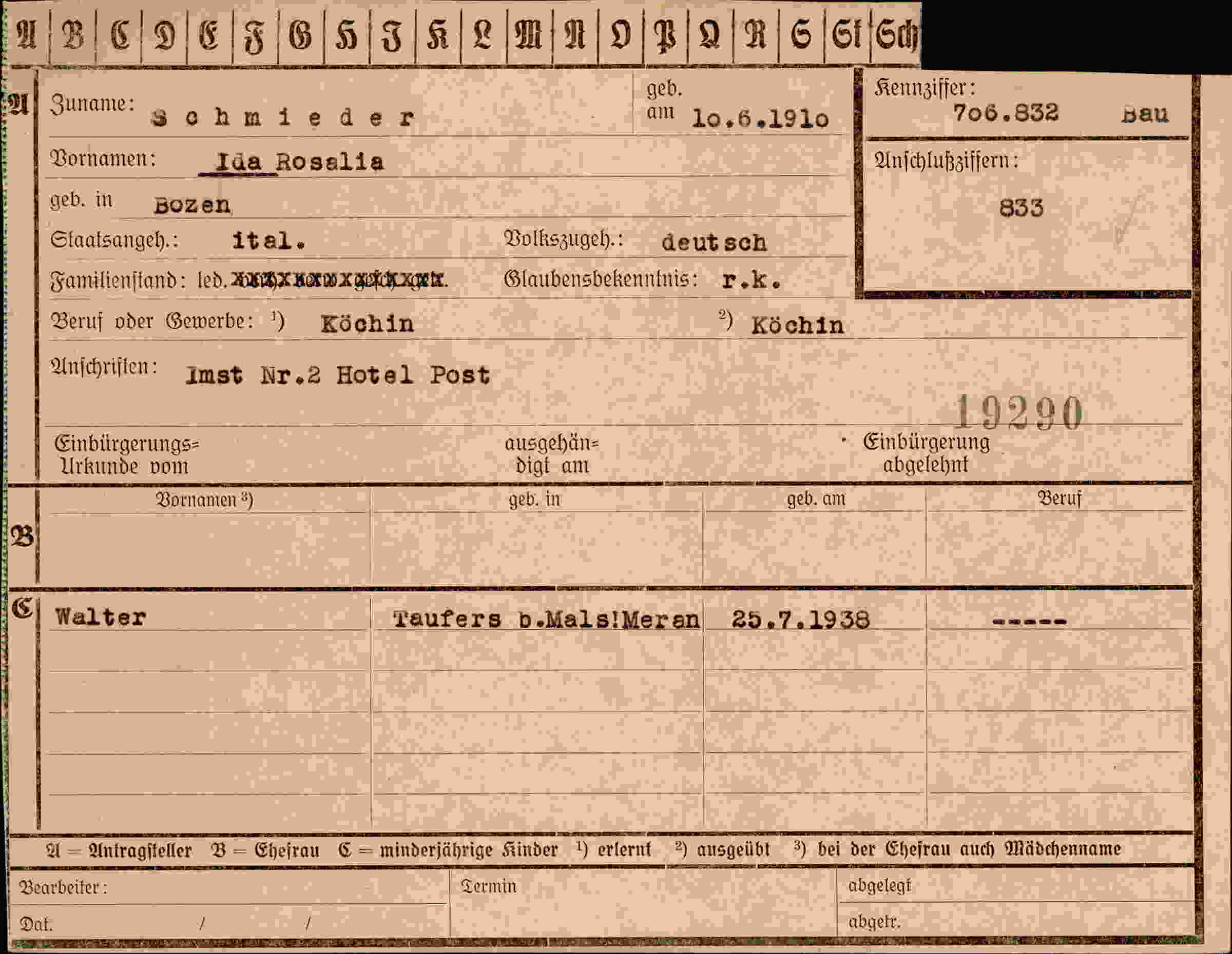 Dokument für Ida Rosalia Schmieder