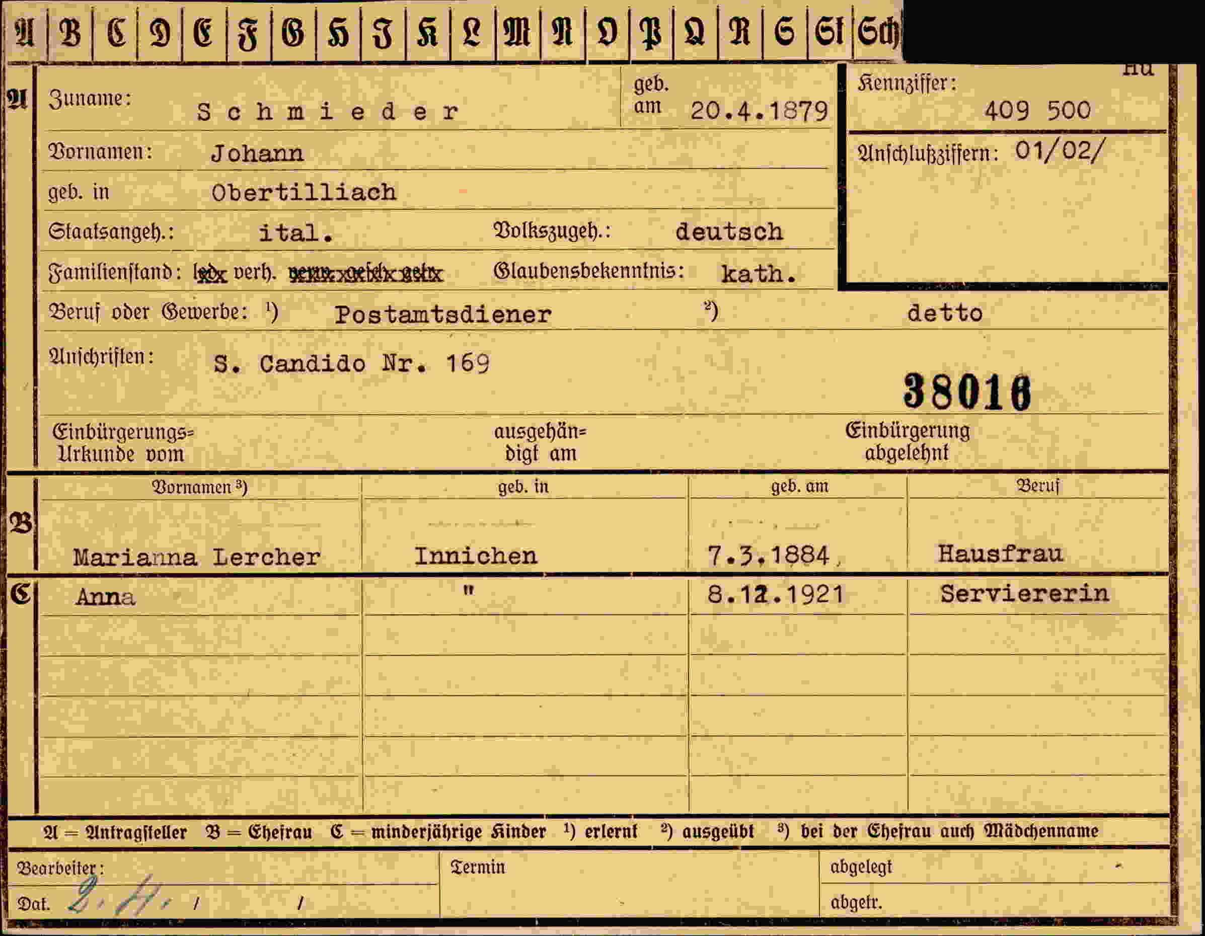 Dokument für Johann Schmieder