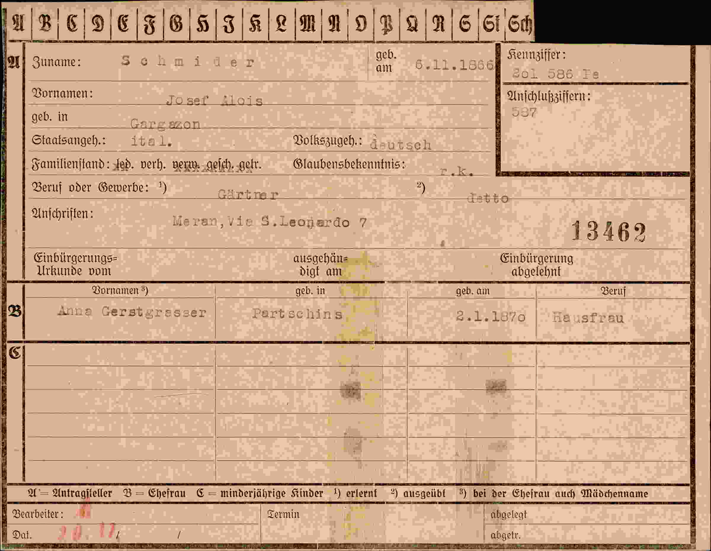 Dokument für Josef Alois Schmider