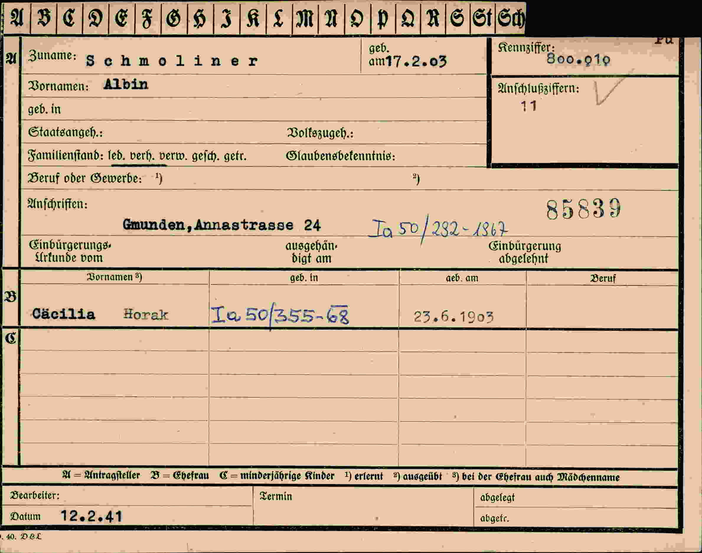 Vorderseite des Dokuments
