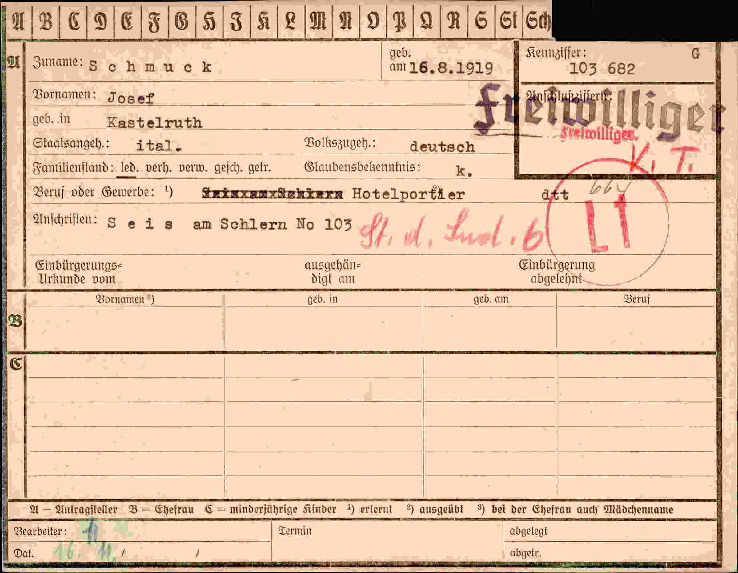 Vorderseite des Dokuments