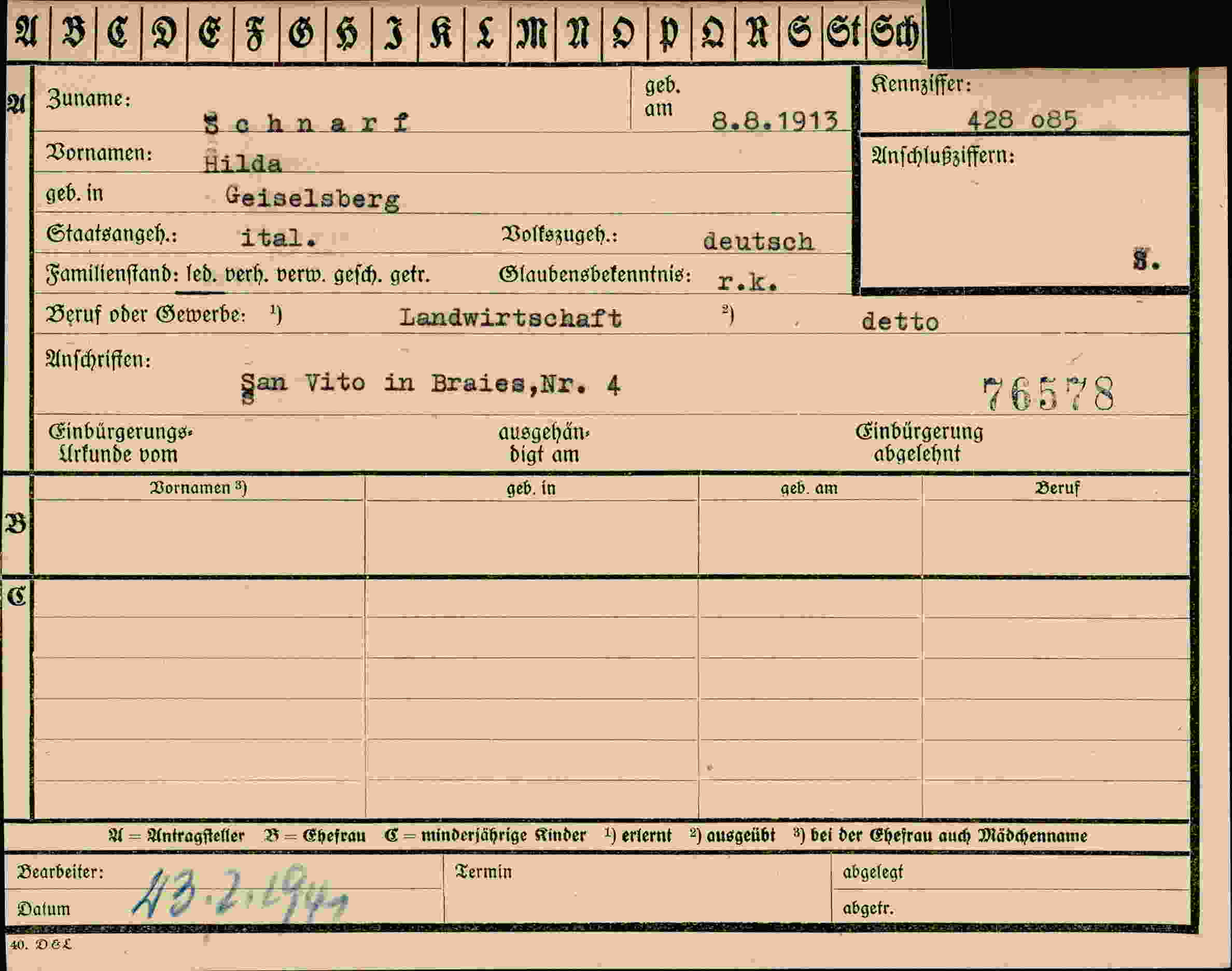 Vorderseite des Dokuments