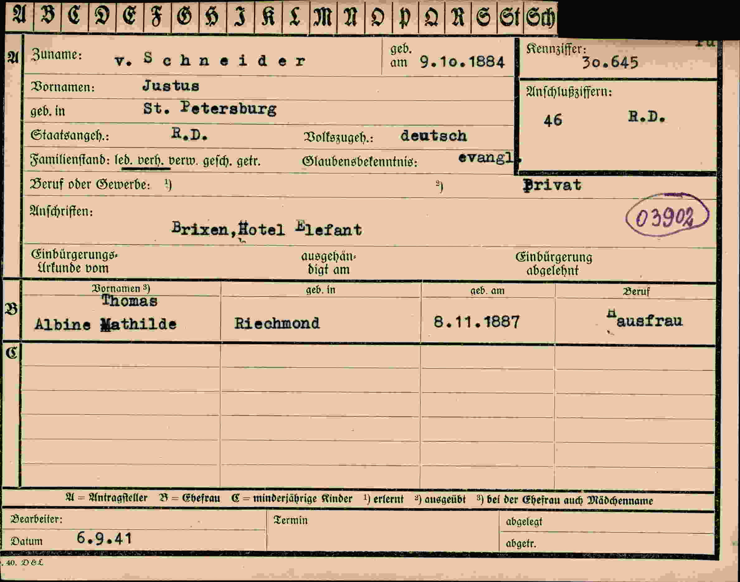 Vorderseite des Dokuments