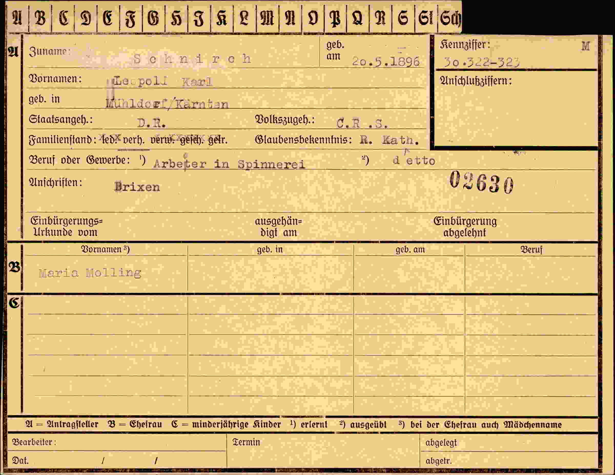 Dokument für Leopold Karl Schnirch