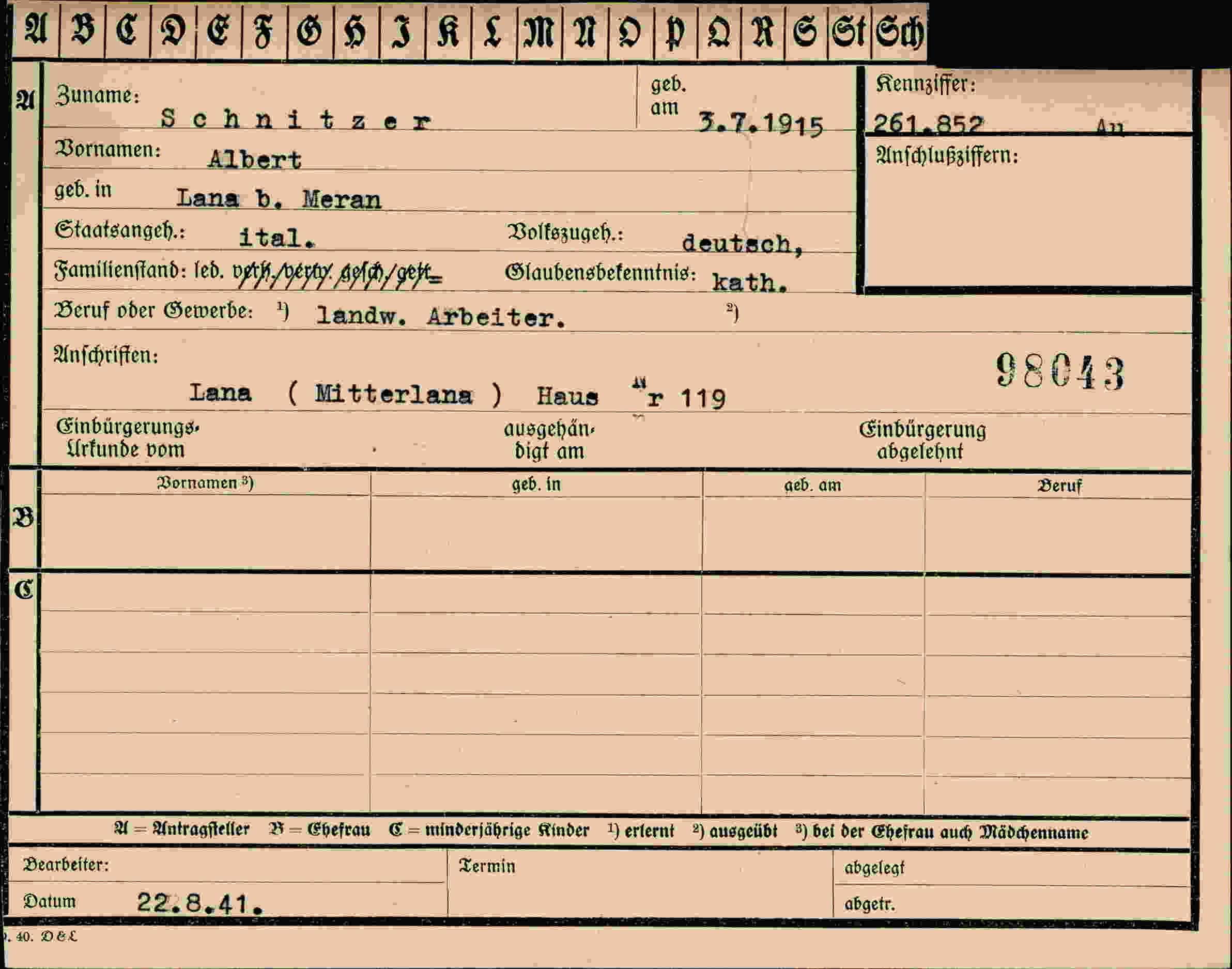 Dokument für Albert Schnitzer