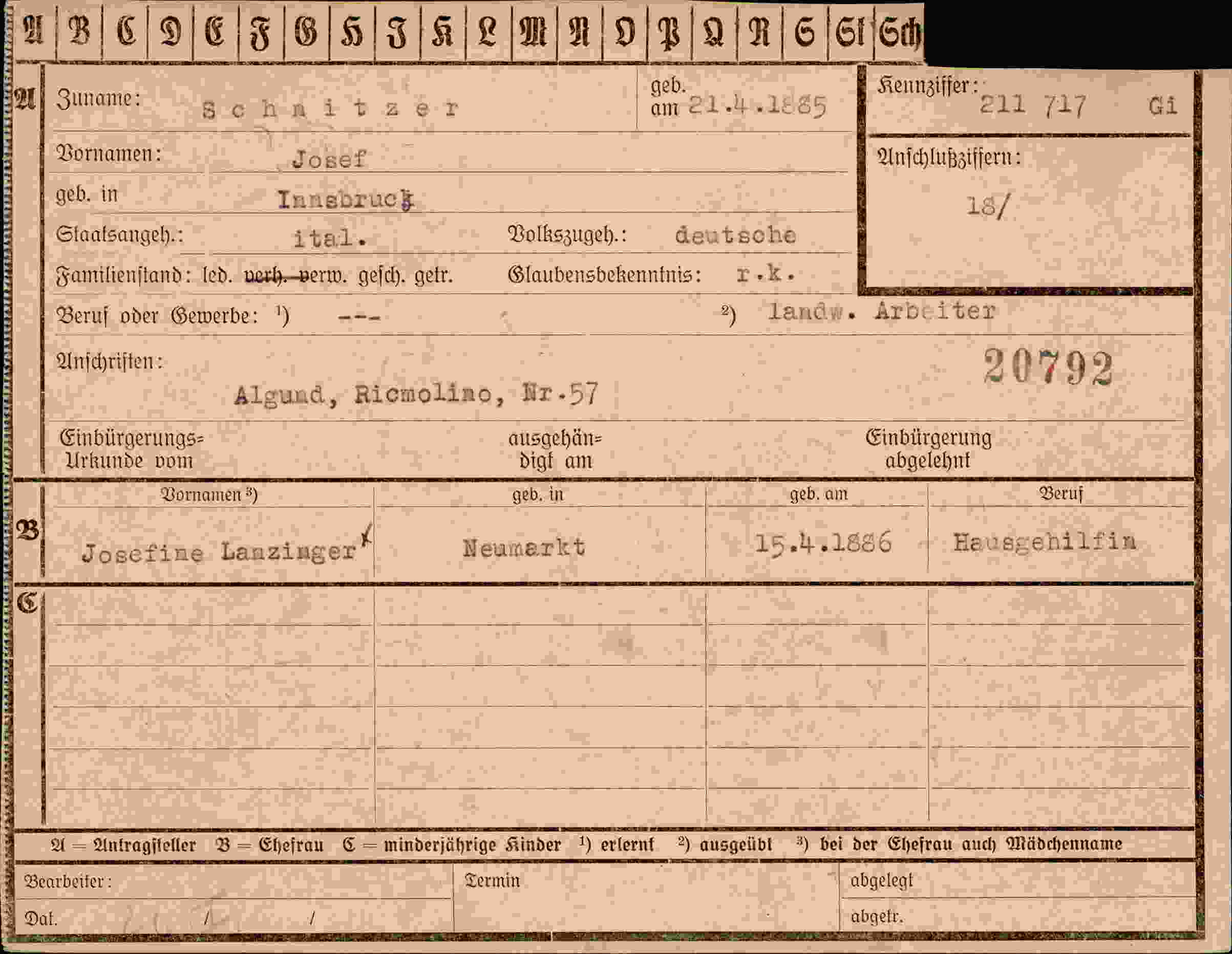 Vorderseite des Dokuments