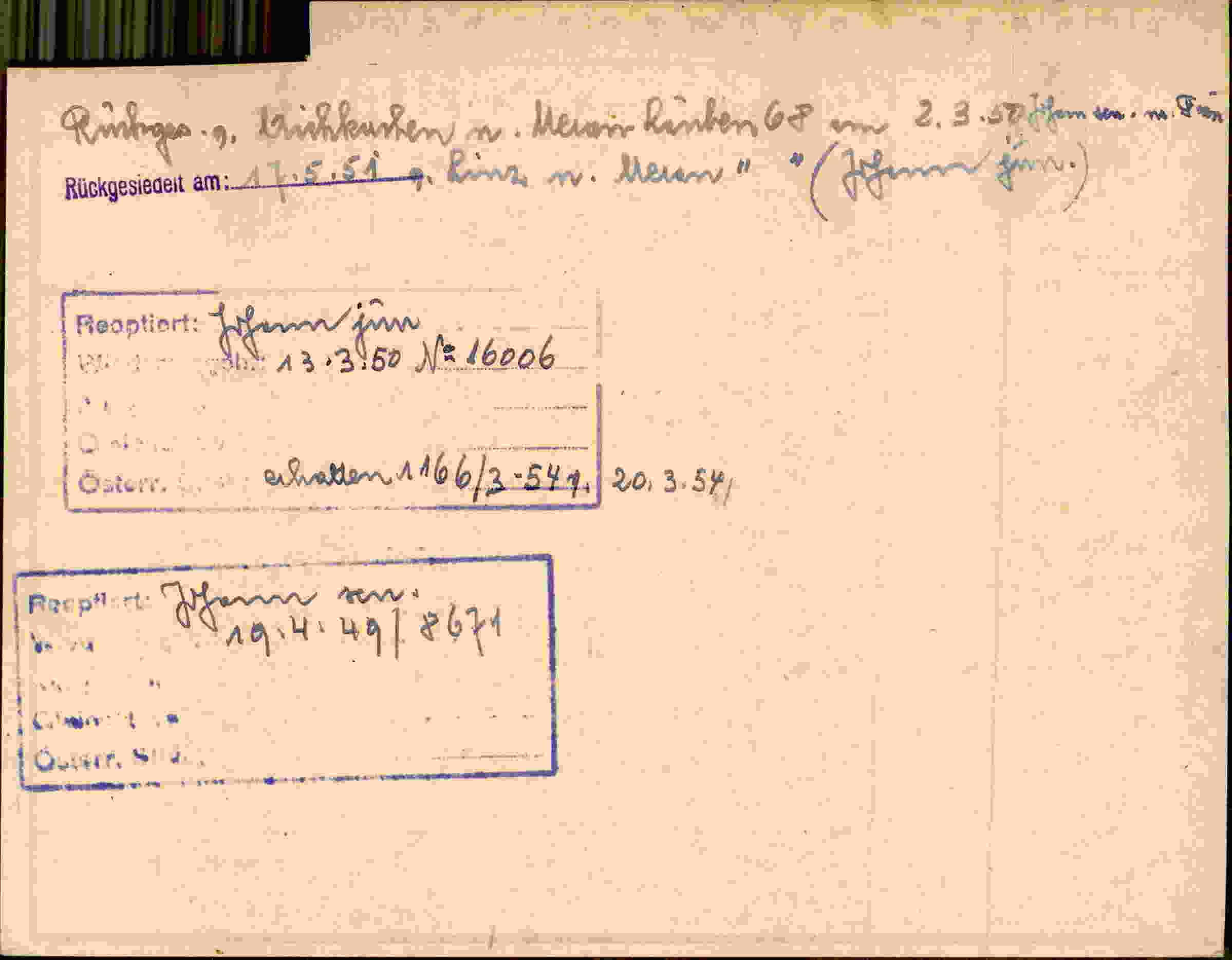 Rückseite des Dokuments