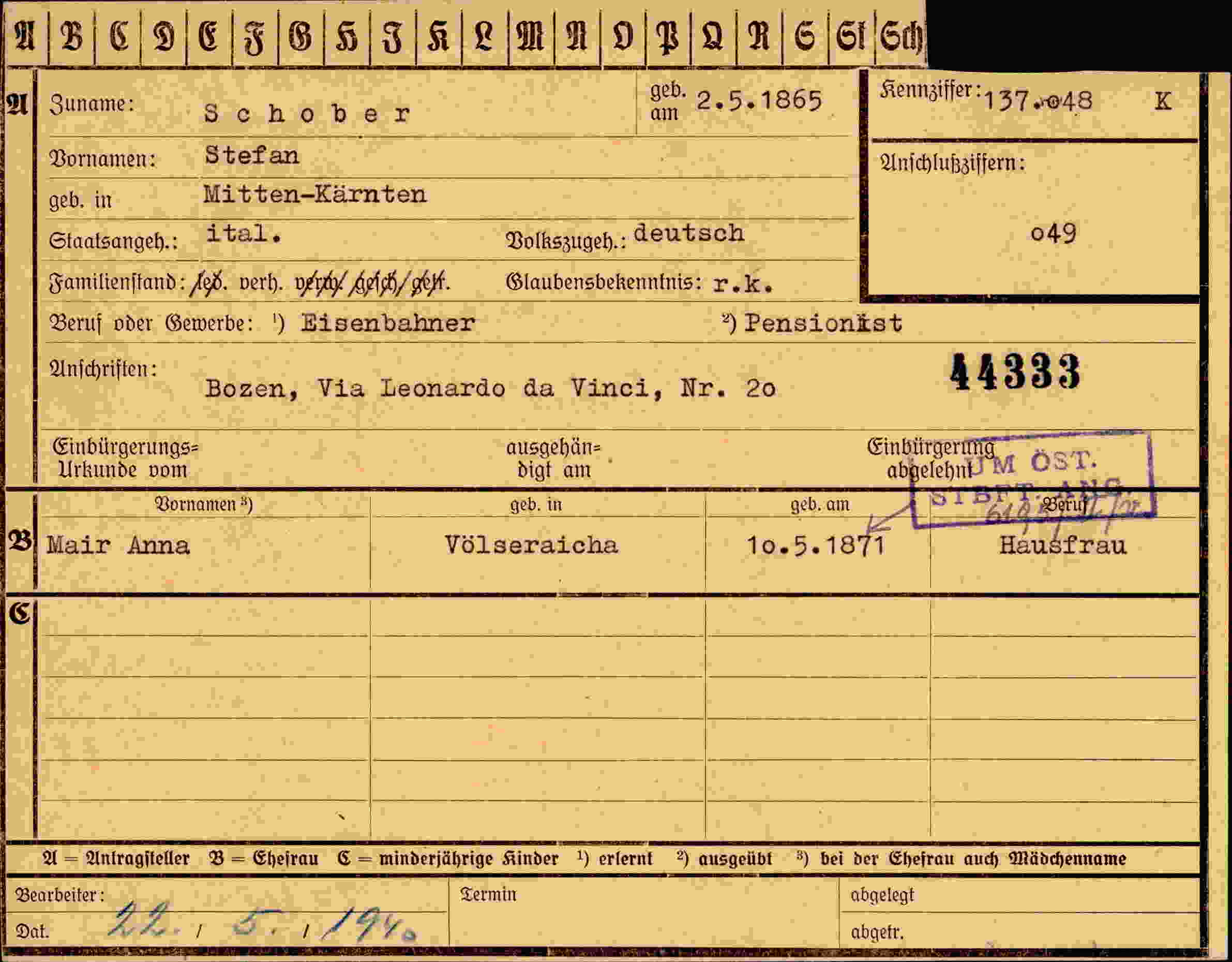 Dokument für Stefan Schober