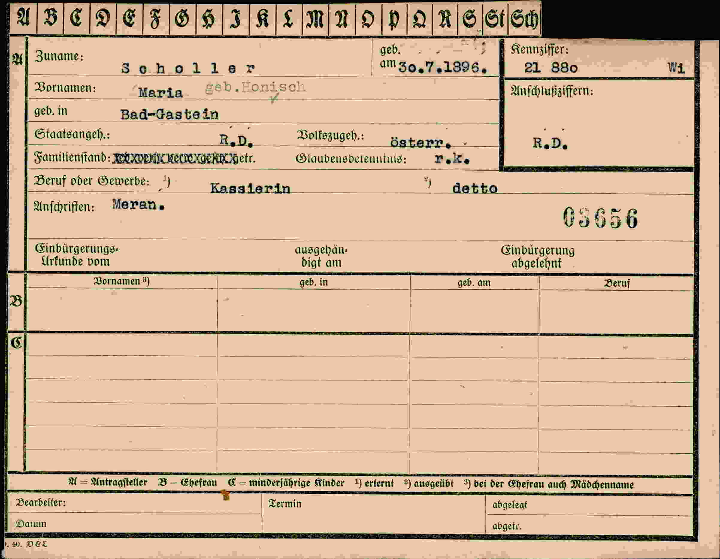 Vorderseite des Dokuments