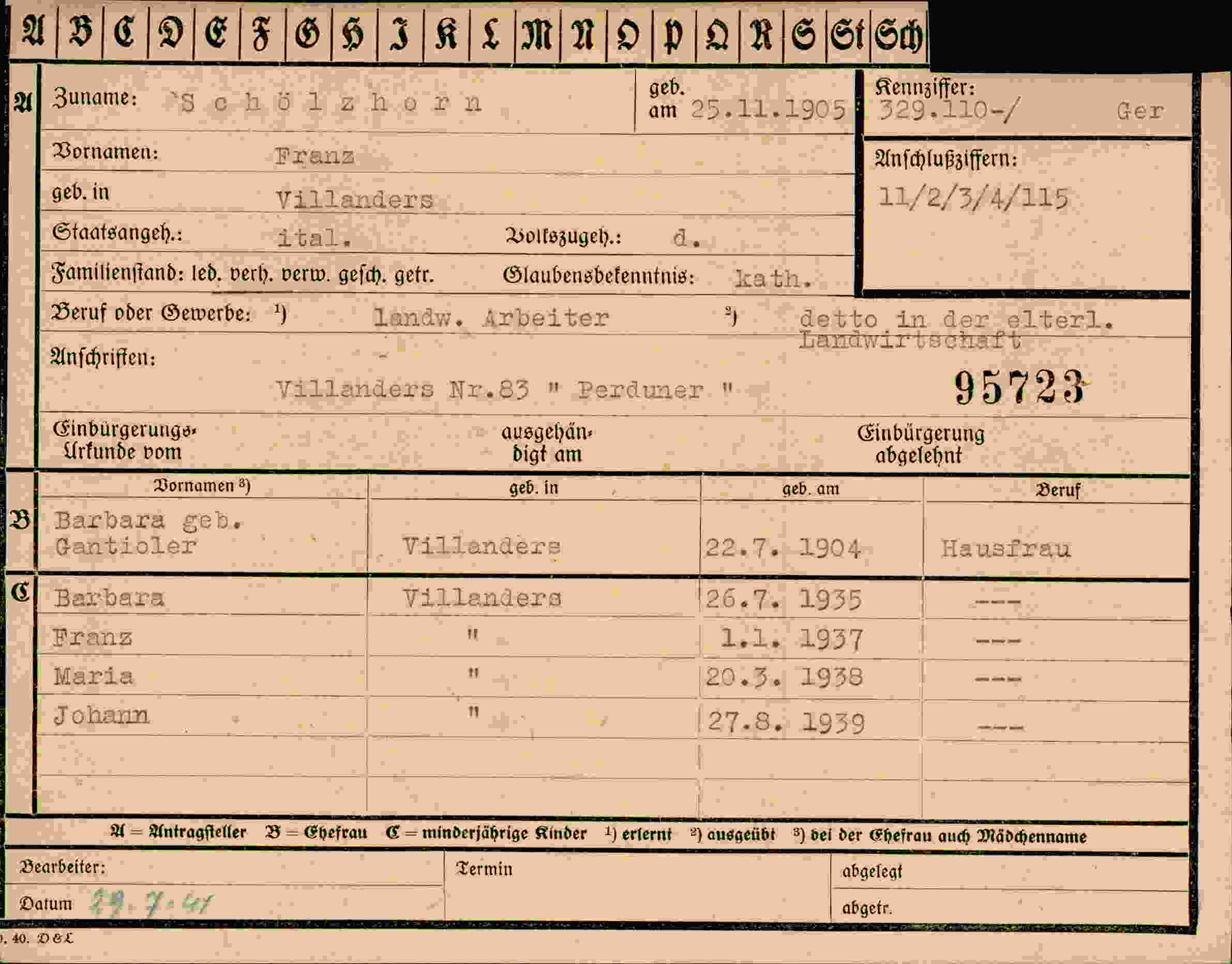 Vorderseite des Dokuments