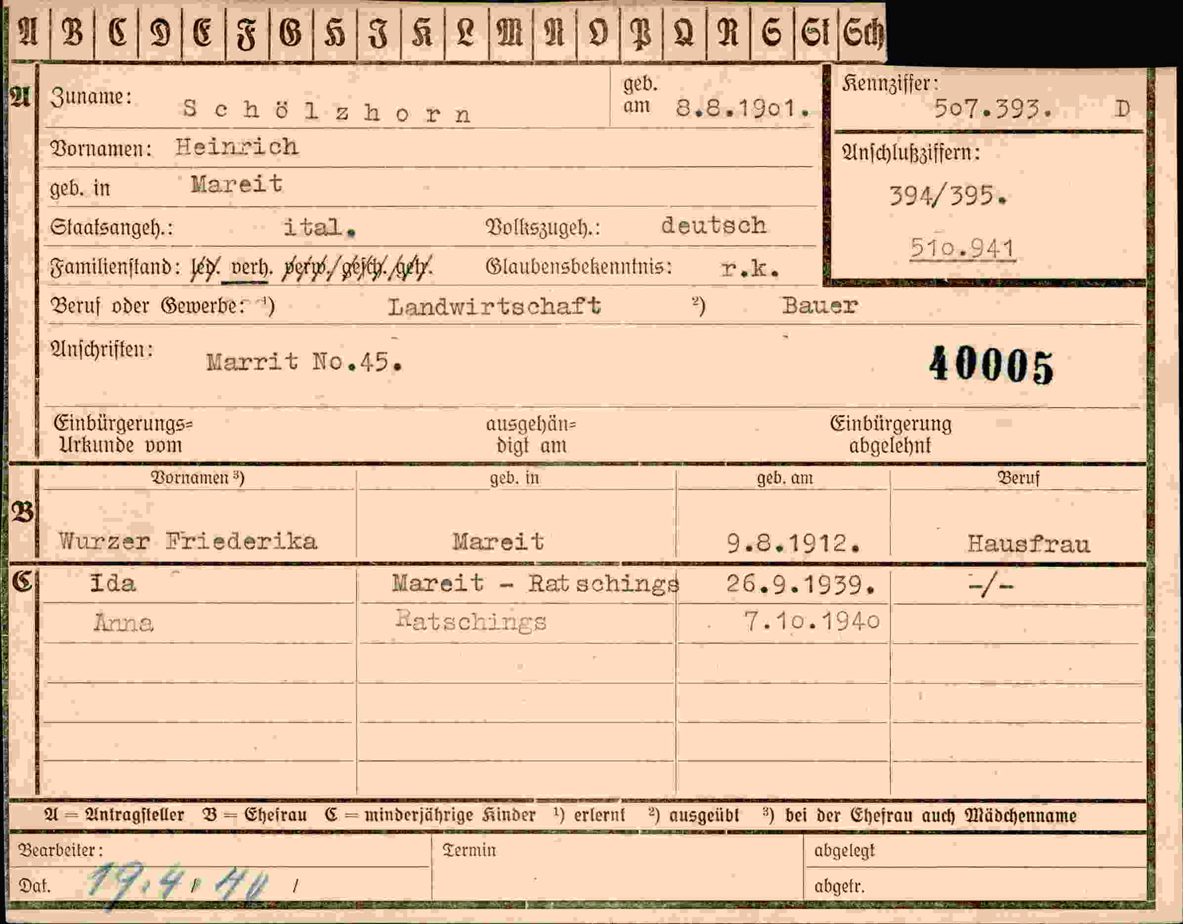 Vorderseite des Dokuments