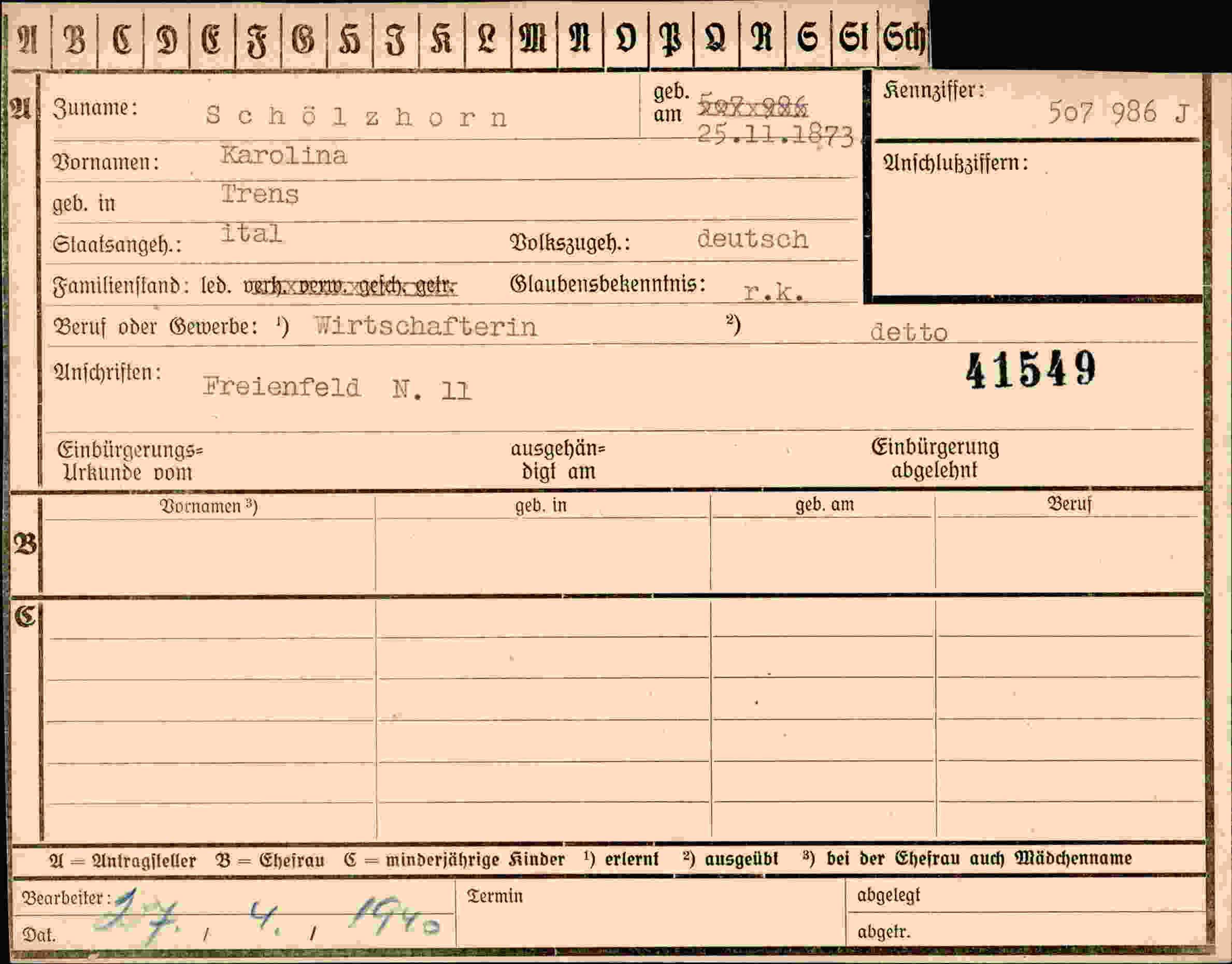 Dokument für Karolina Schölzhorn