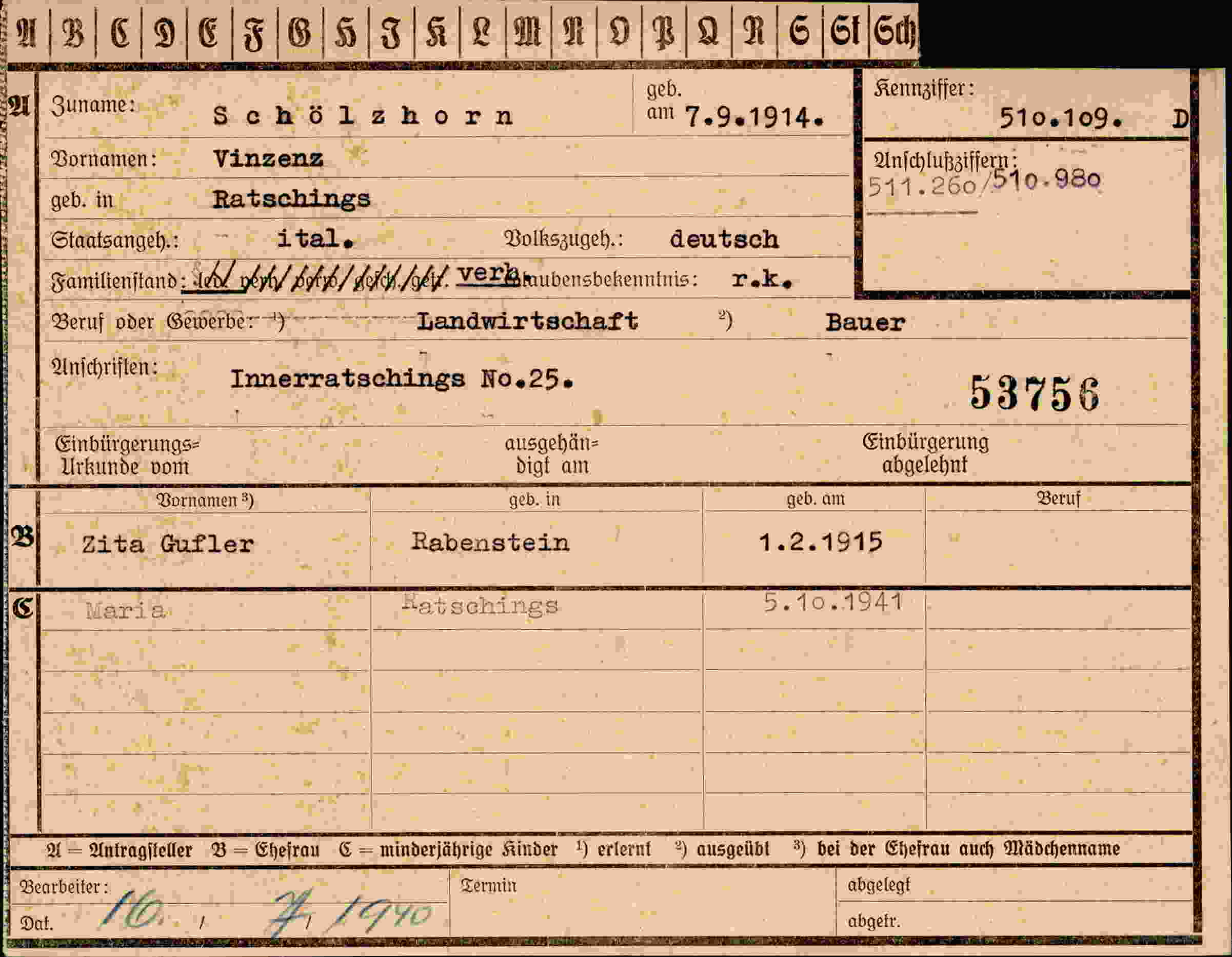 Vorderseite des Dokuments