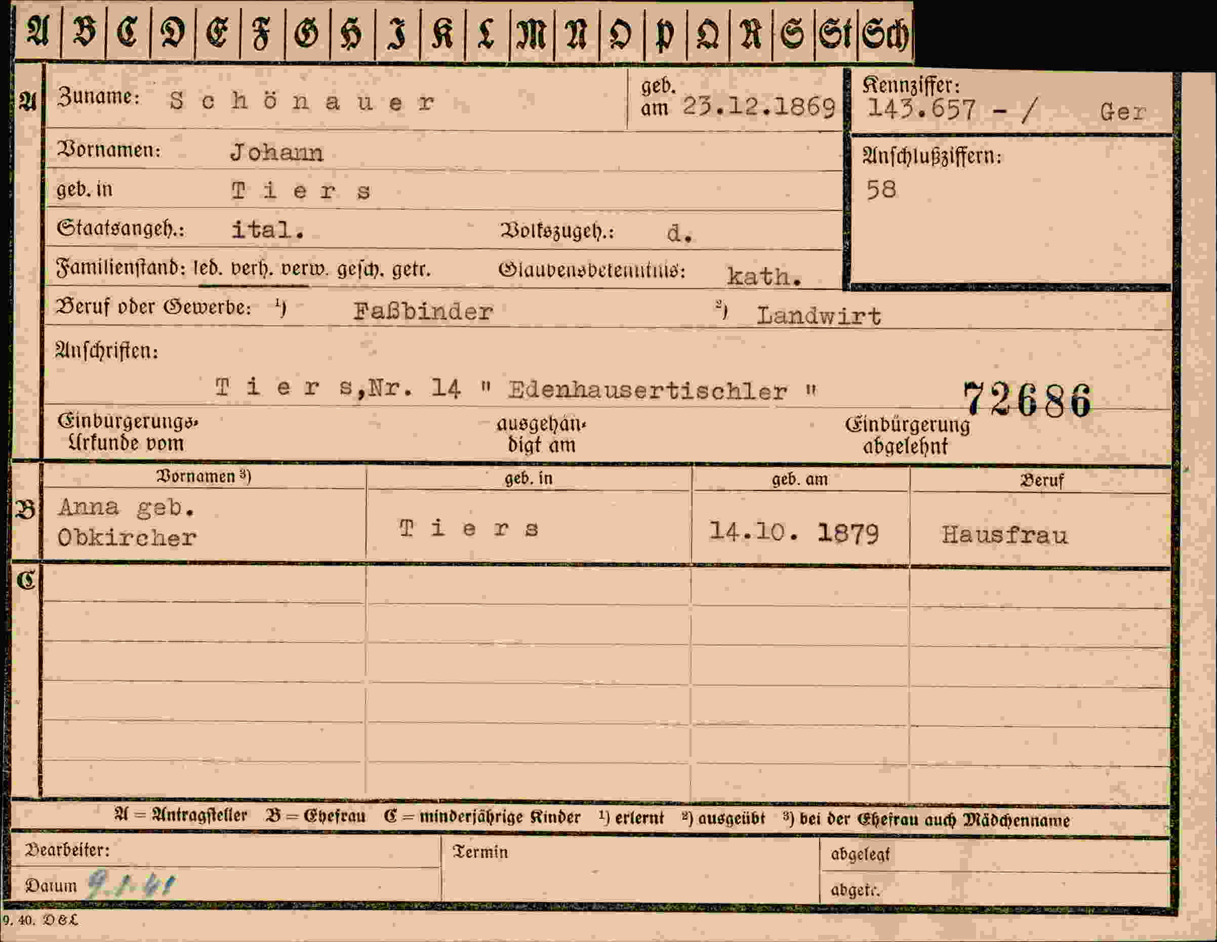 Vorderseite des Dokuments
