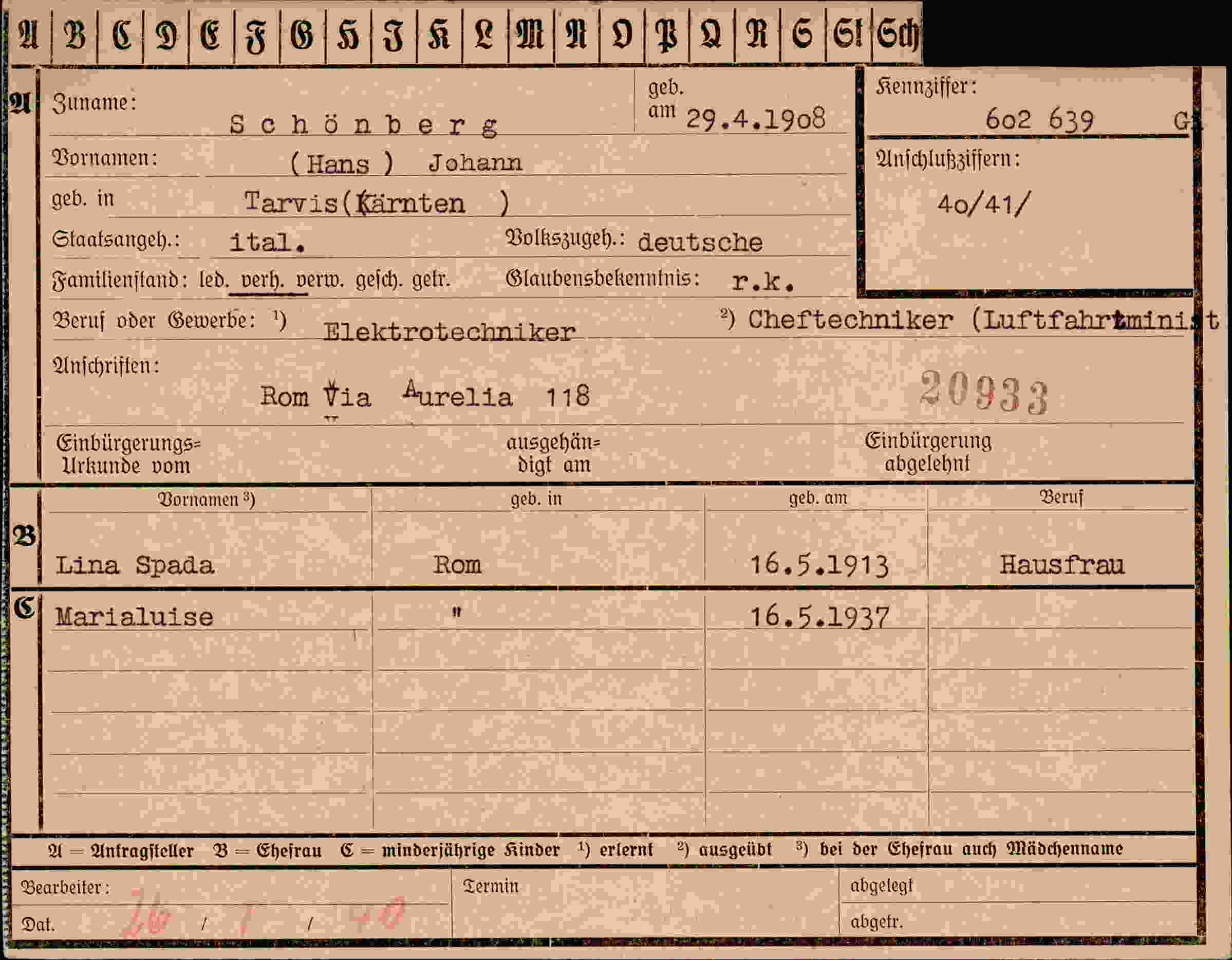 Vorderseite des Dokuments