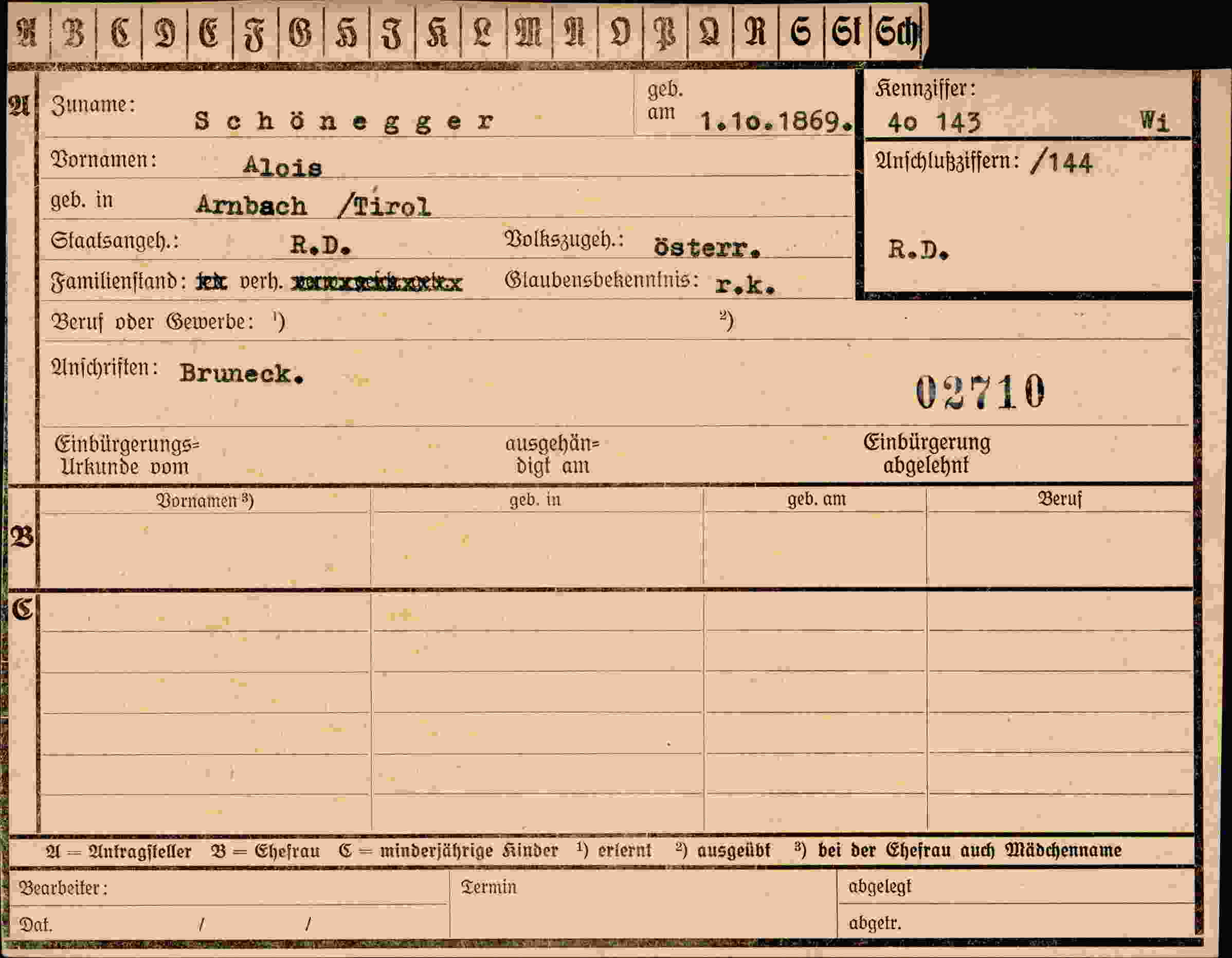 Dokument für Alois Schönegger