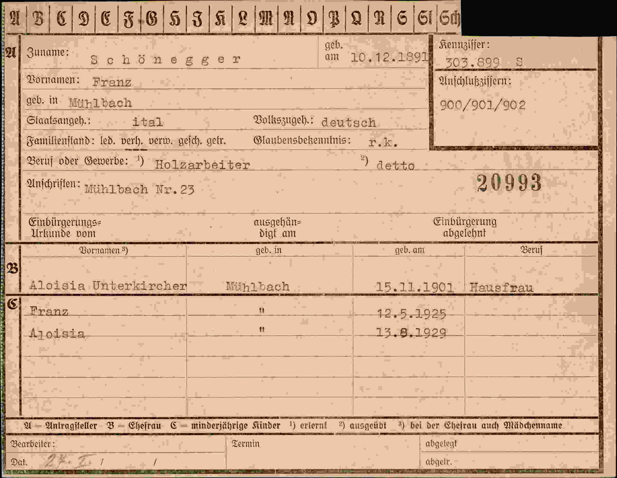 Vorderseite des Dokuments