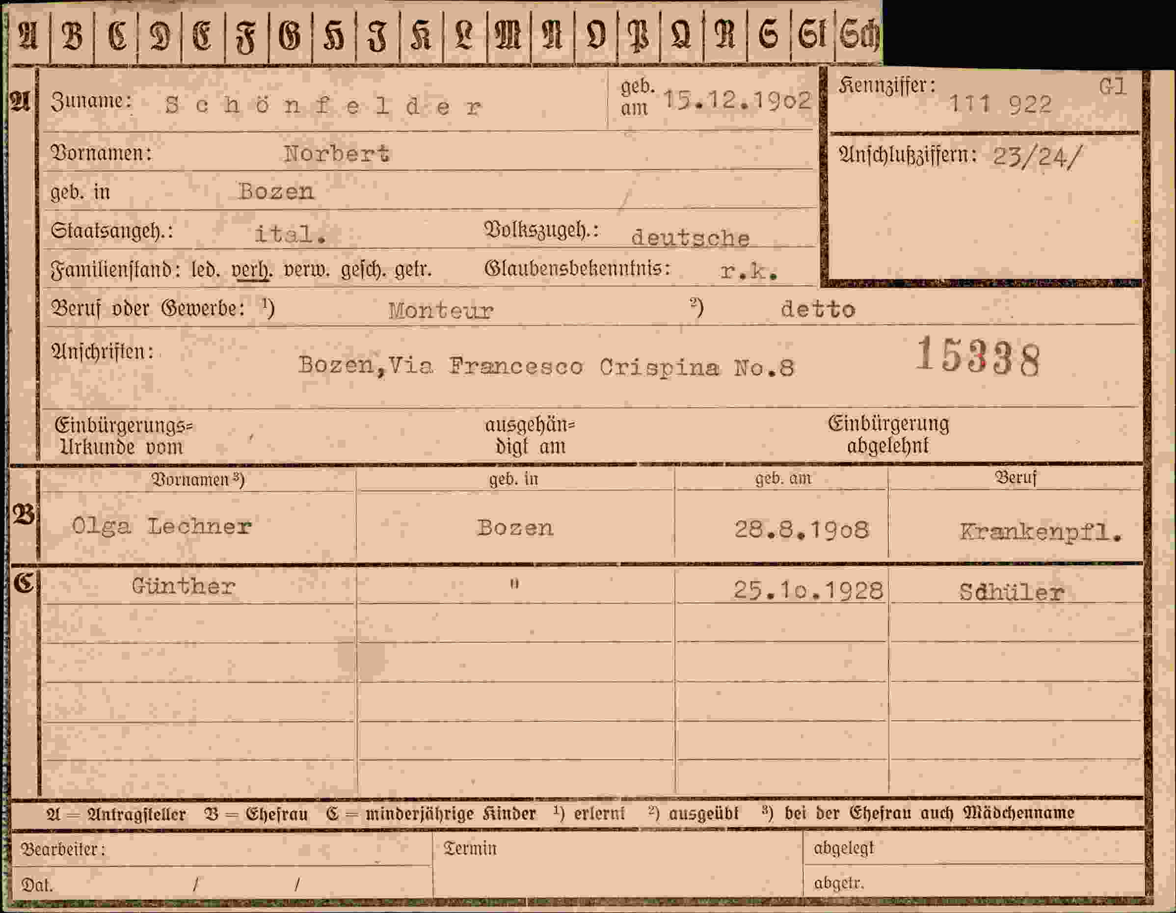 Dokument für Norbert Schönfelder