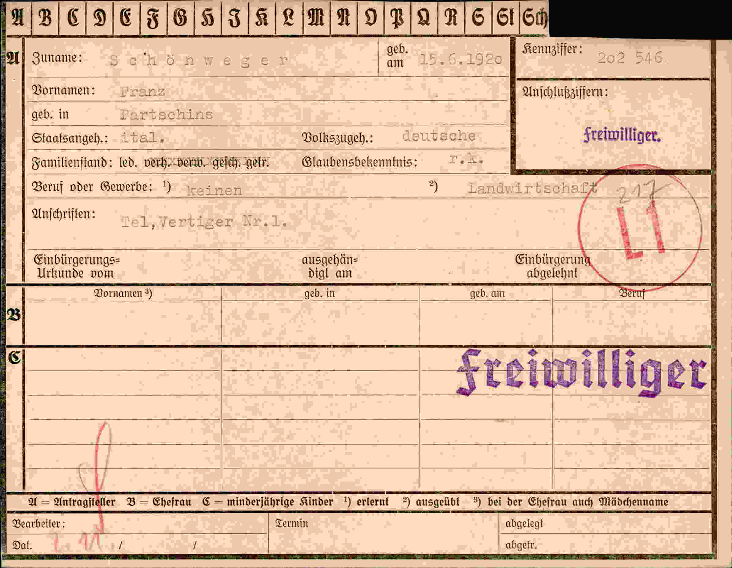 Vorderseite des Dokuments