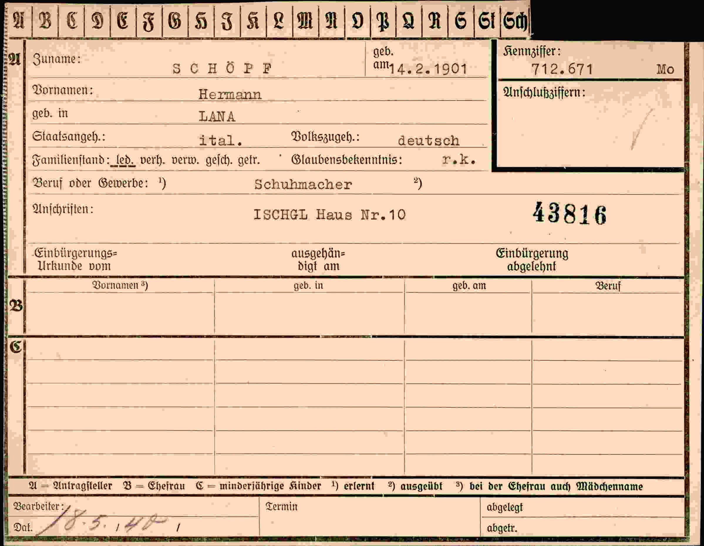 Dokument für Hermann Schöpe