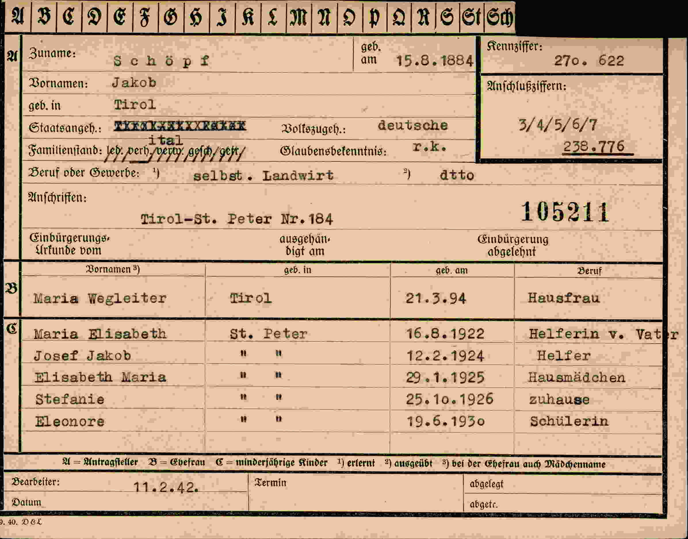 Vorderseite des Dokuments