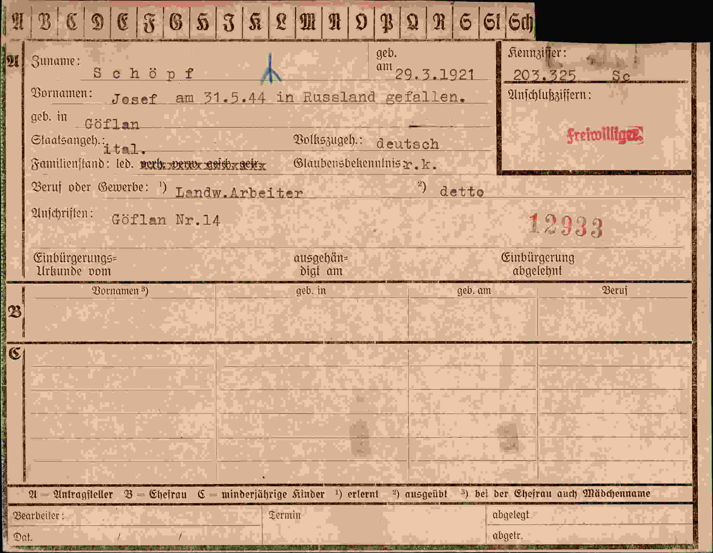 Vorderseite des Dokuments