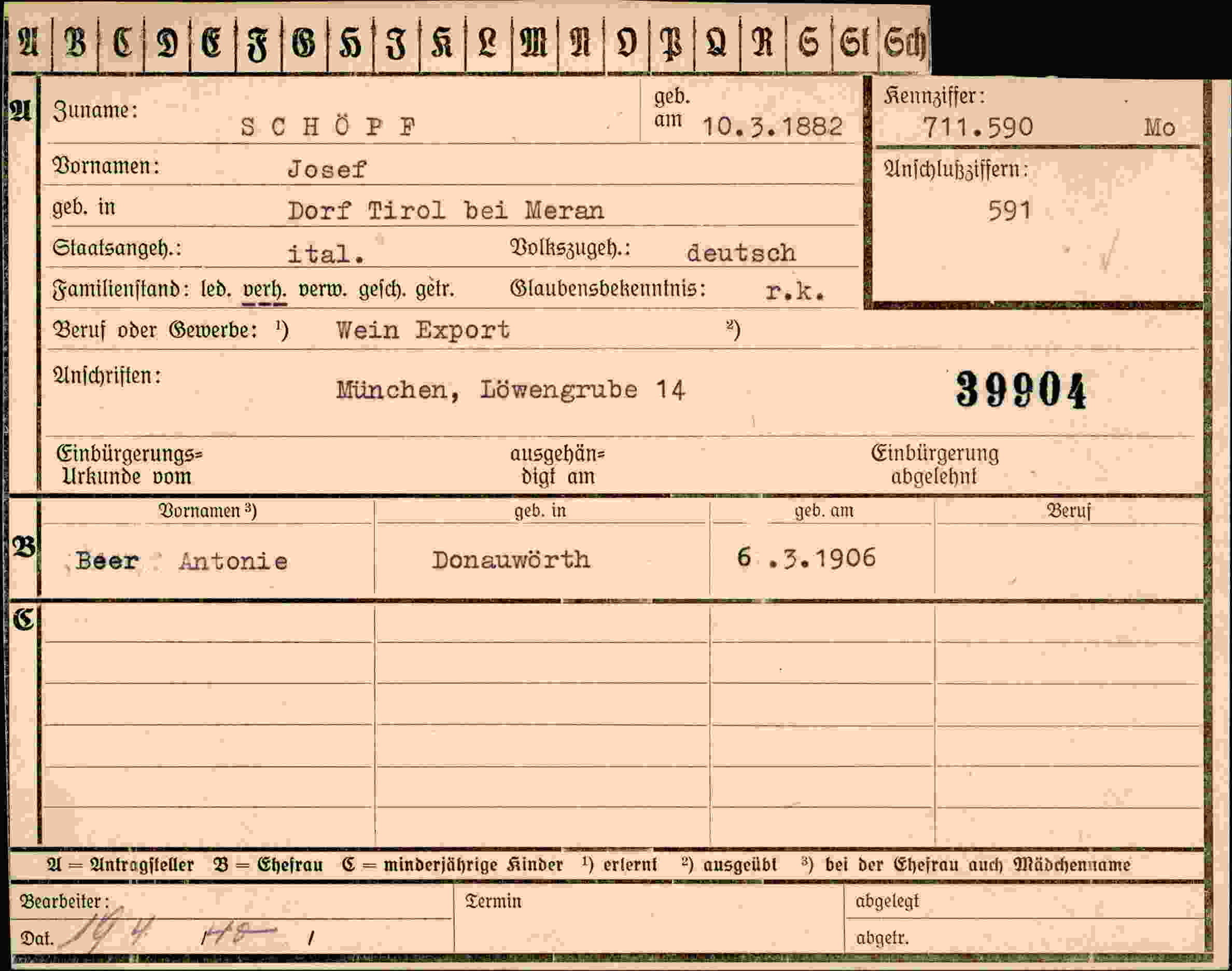 Dokument für Josef Schöpe