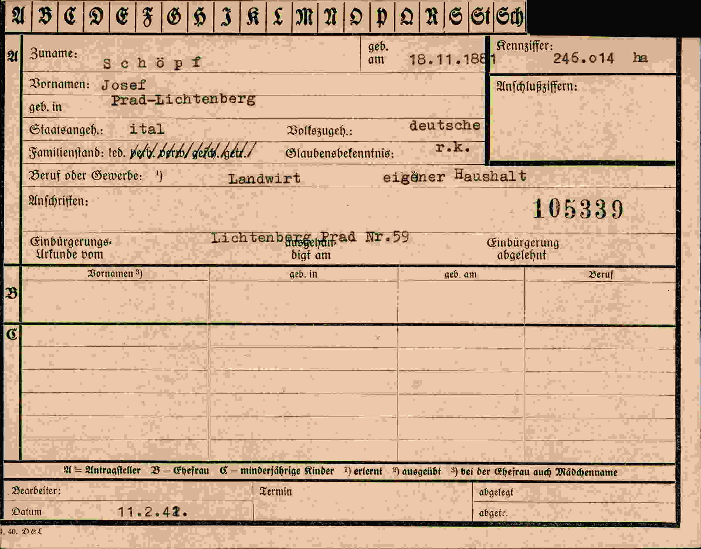 Vorderseite des Dokuments