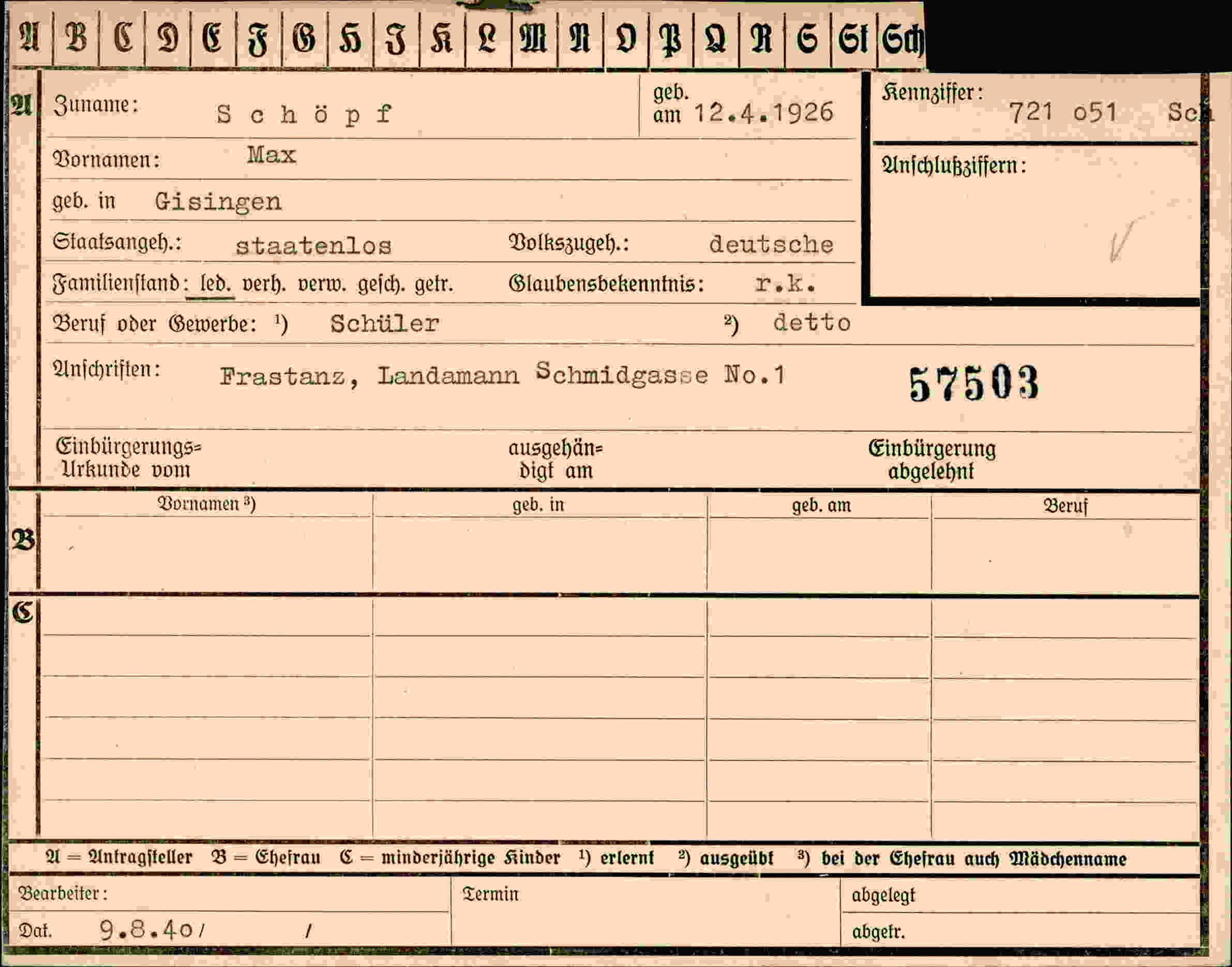 Dokument für Max Schöpf
