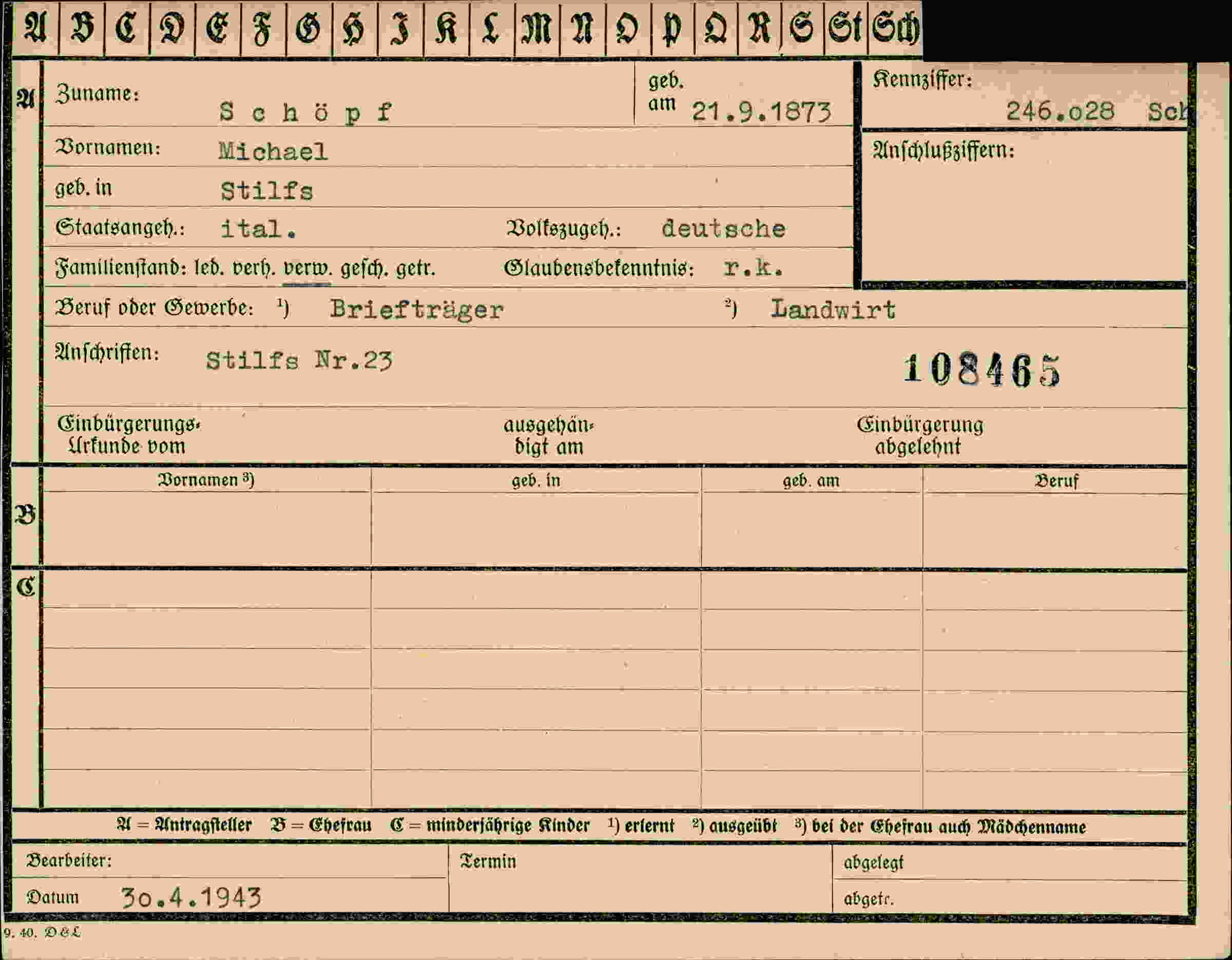 Vorderseite des Dokuments