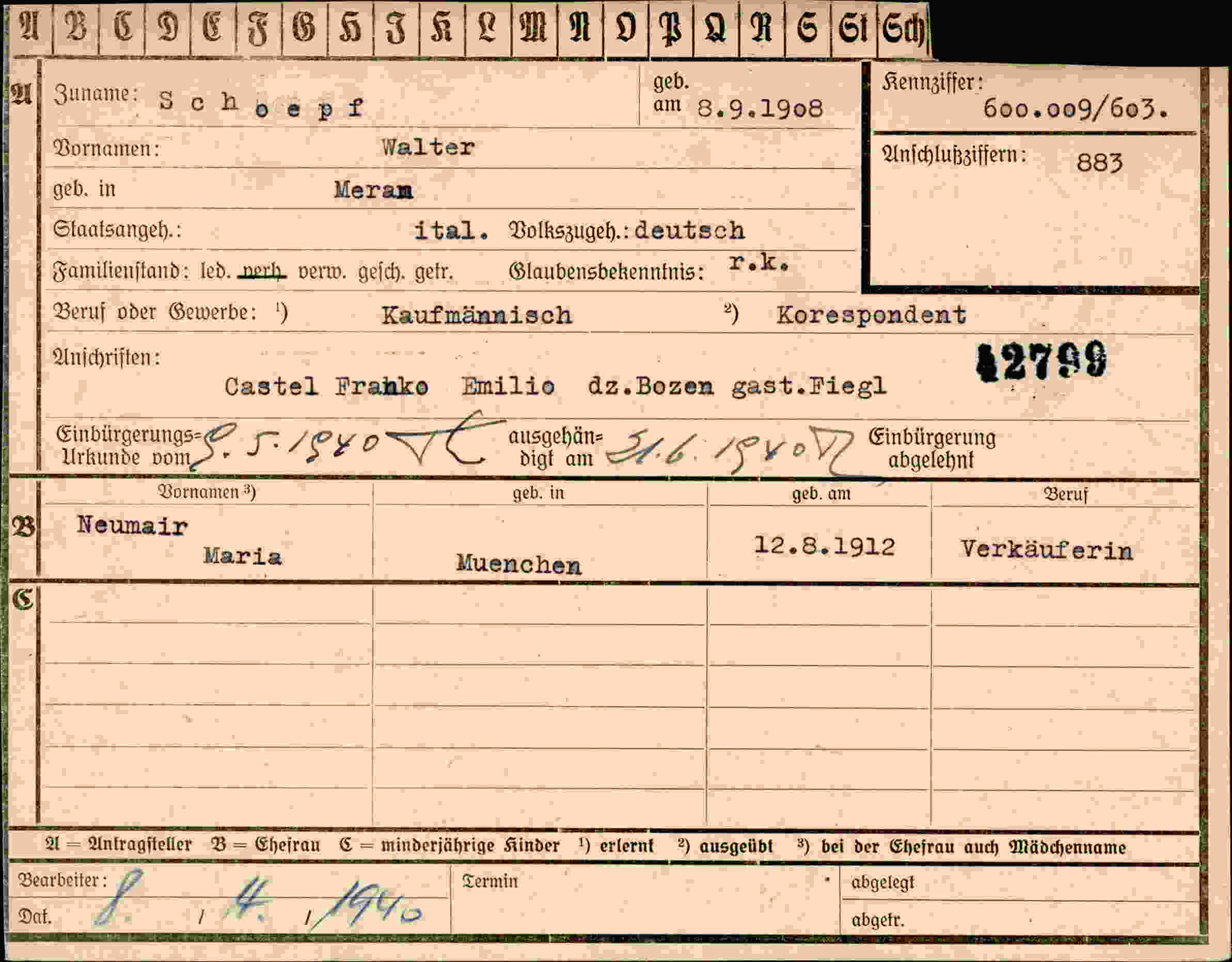 Dokument für Walter Schöepf