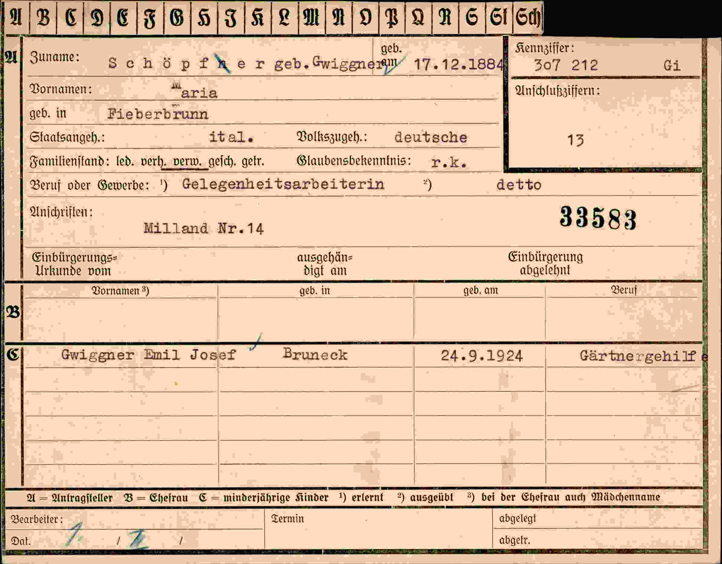 Dokument für Aria Schöpfner