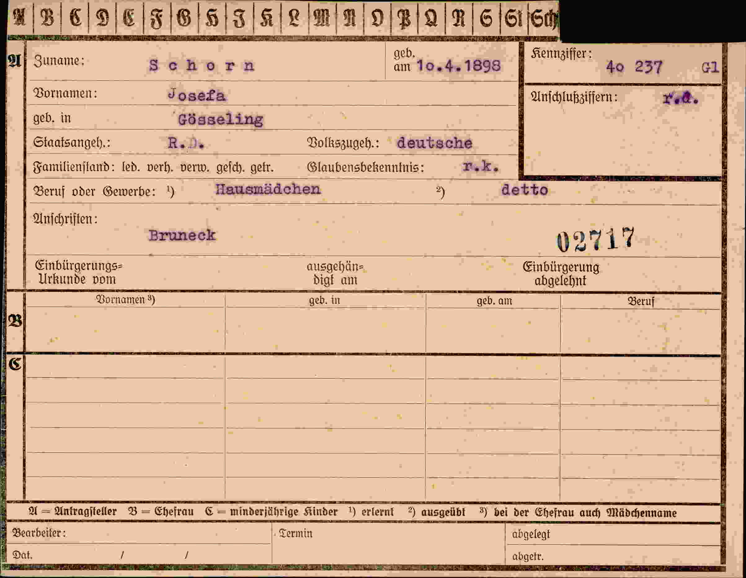 Vorderseite des Dokuments