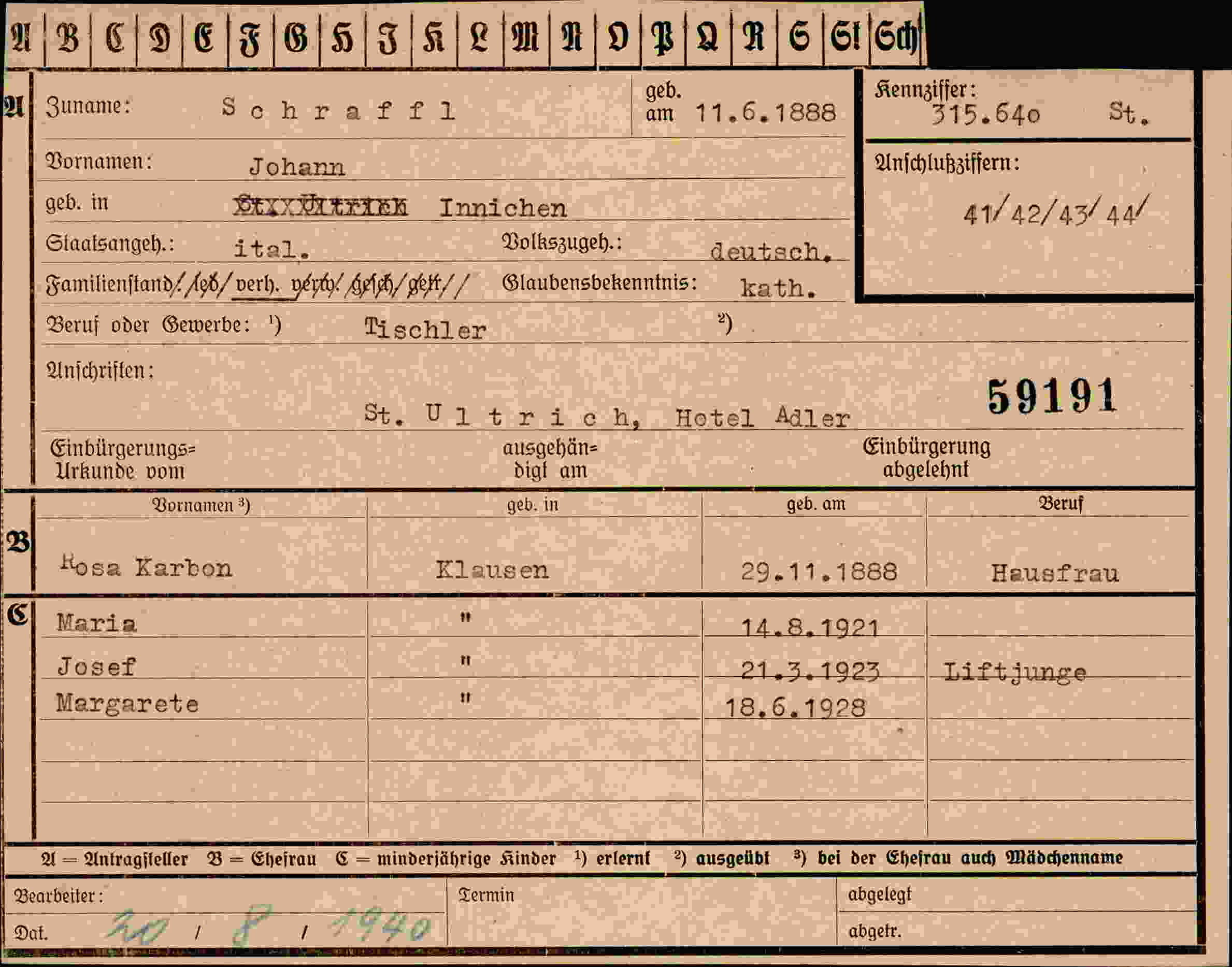 Vorderseite des Dokuments